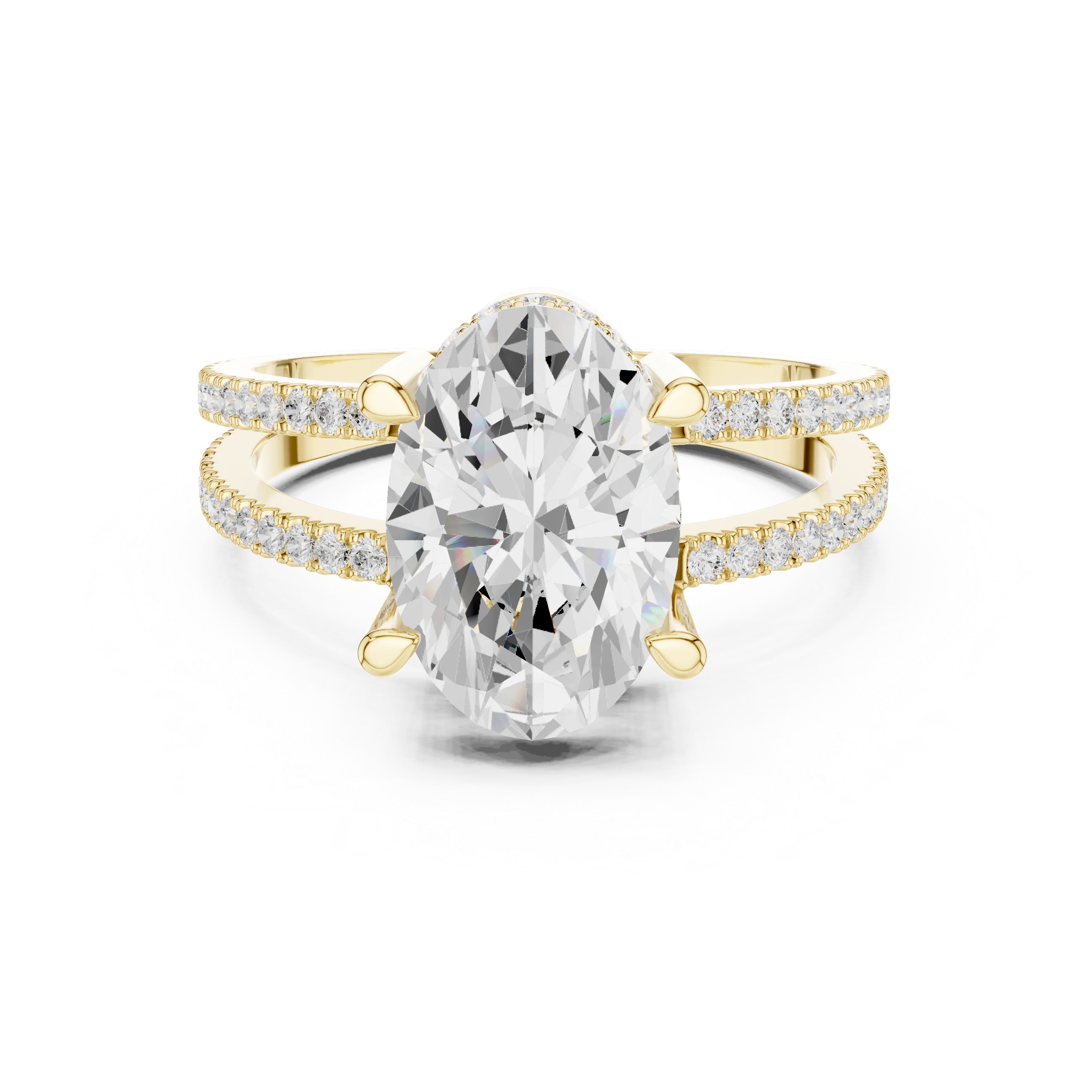 Oval Cut Diamond Split Shank Engagement Ring