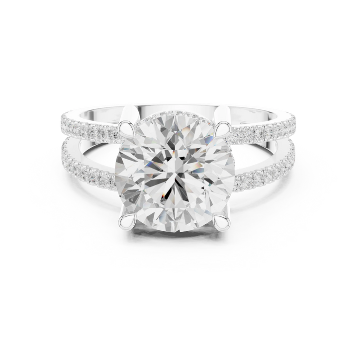 Round Cut Diamond Split Shank Engagement Ring