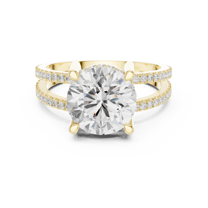 Round Cut Diamond Split Shank Engagement Ring