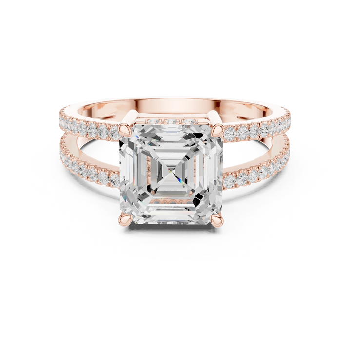 Asscher Cut Diamond Split Shank Engagement Ring