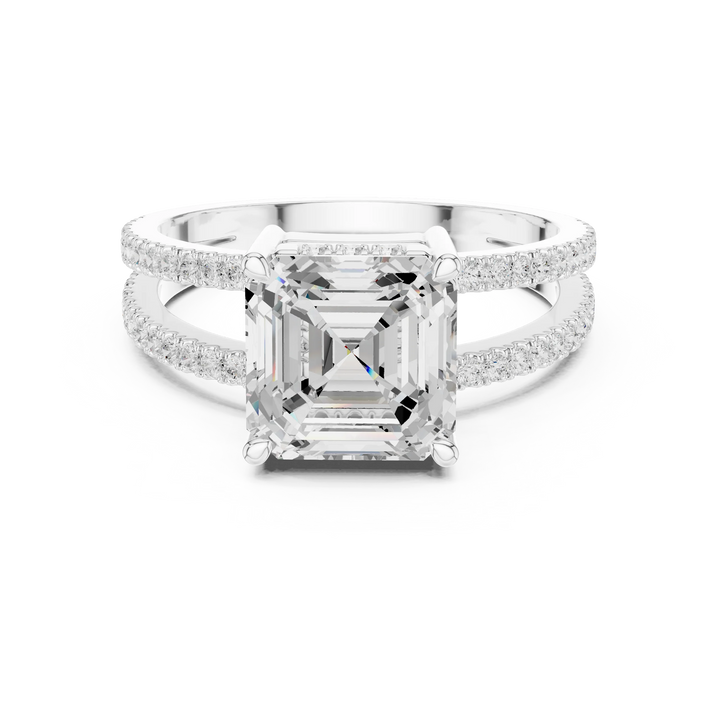 Asscher Cut Diamond Split Shank Engagement Ring