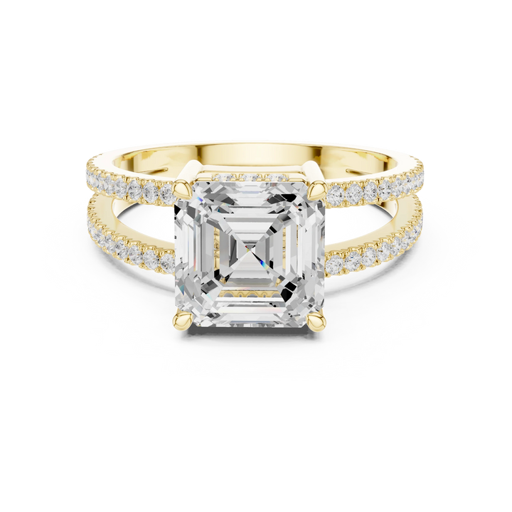 Asscher Cut Diamond Split Shank Engagement Ring