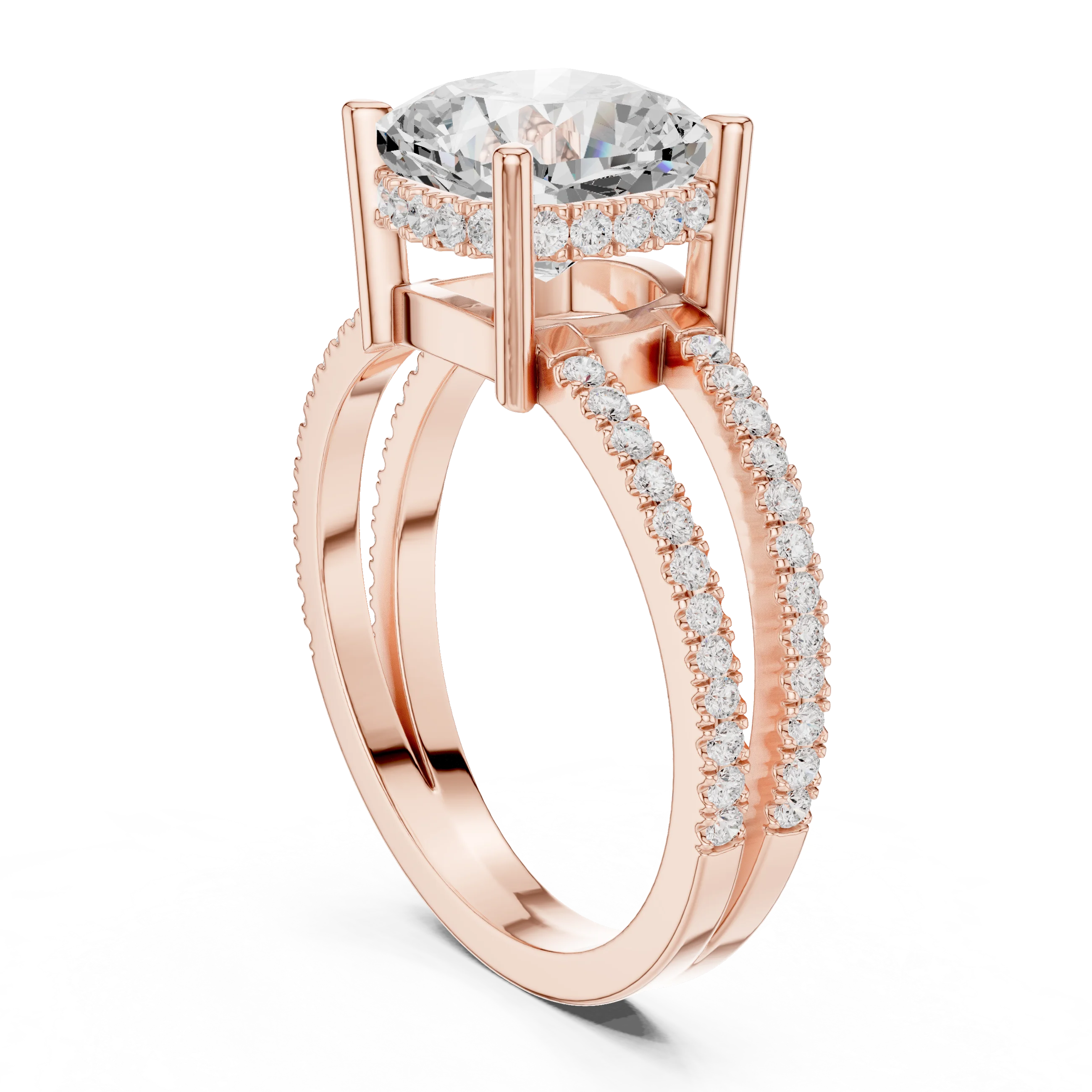 Cushion Cut Diamond Split Shank Engagement Ring