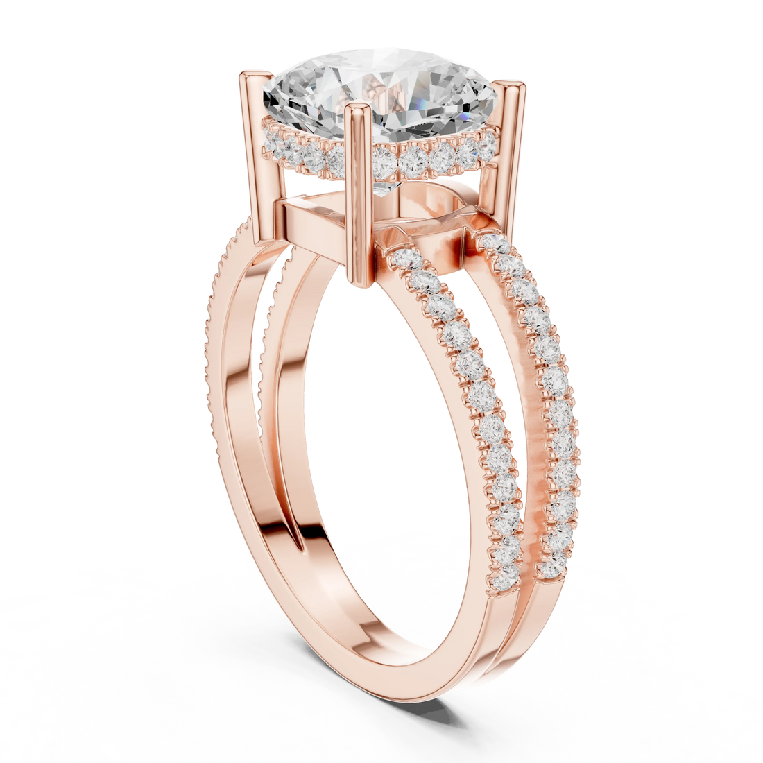 Cushion Cut Diamond Split Shank Engagement Ring