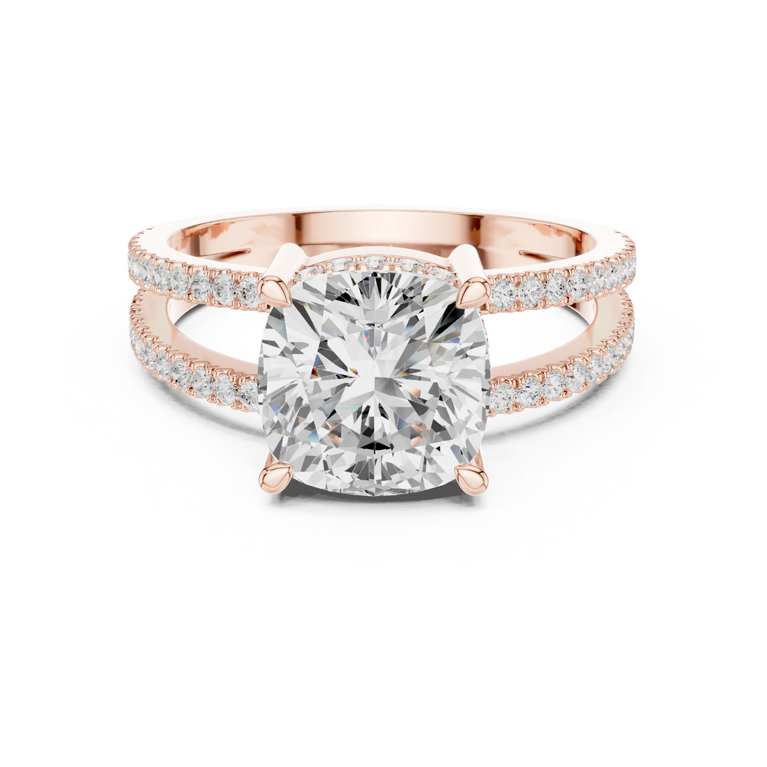 Cushion Cut Diamond Split Shank Engagement Ring