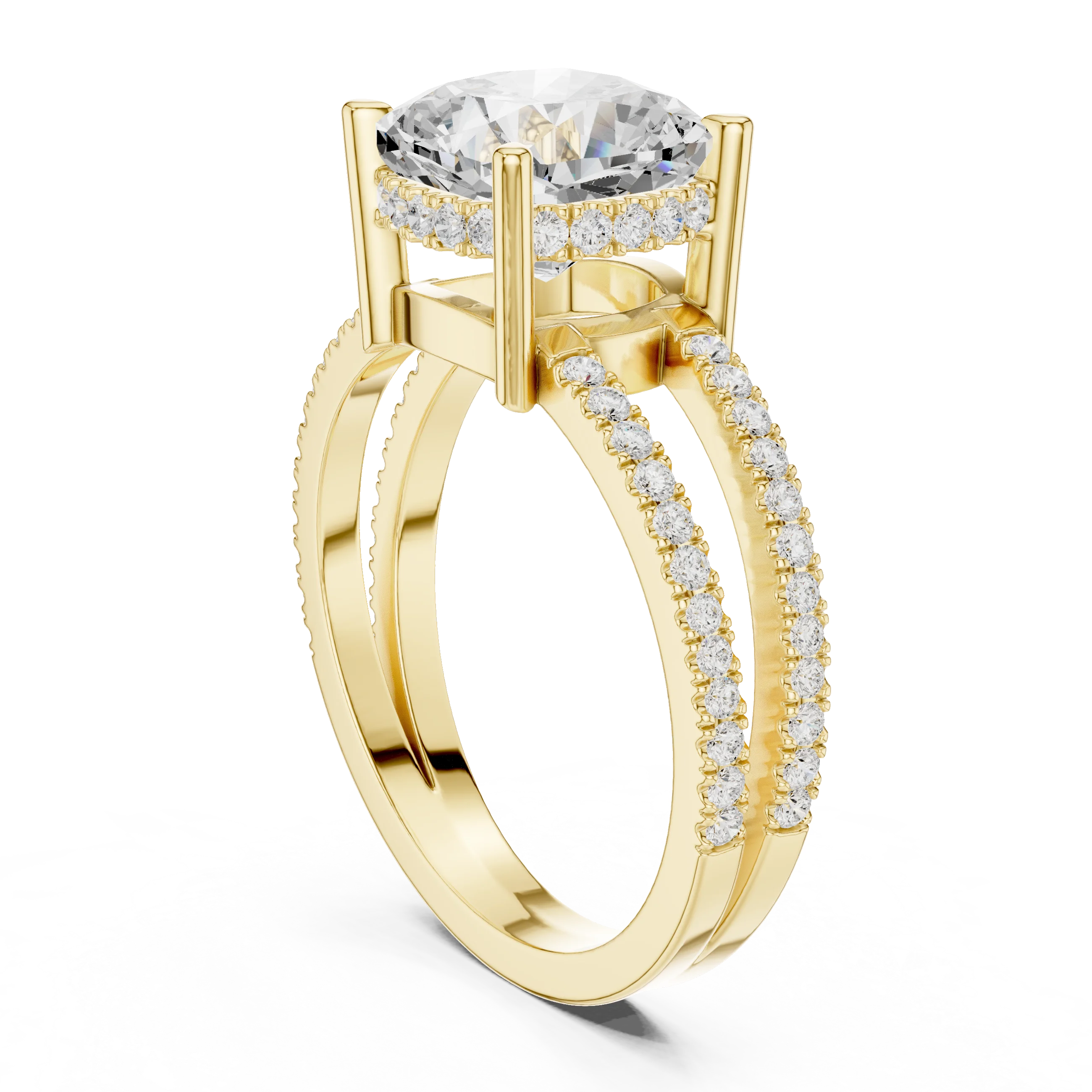 Cushion Cut Diamond Split Shank Engagement Ring