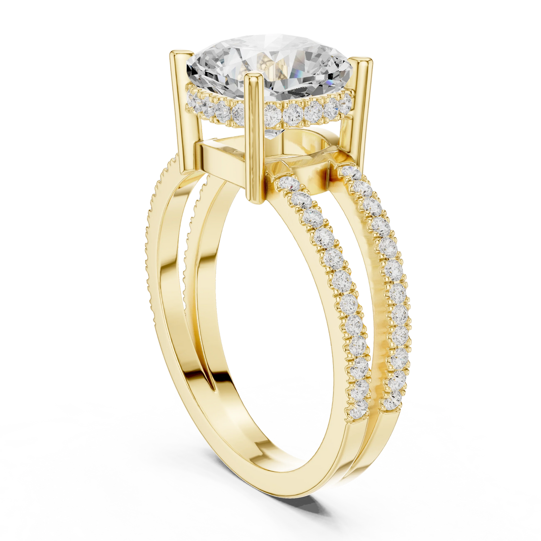 Cushion Cut Diamond Split Shank Engagement Ring