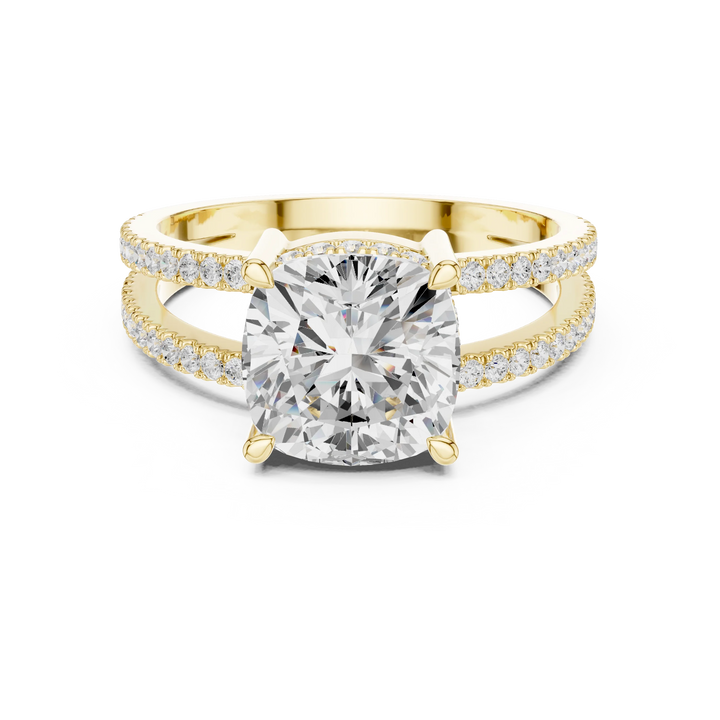 Cushion Cut Diamond Split Shank Engagement Ring