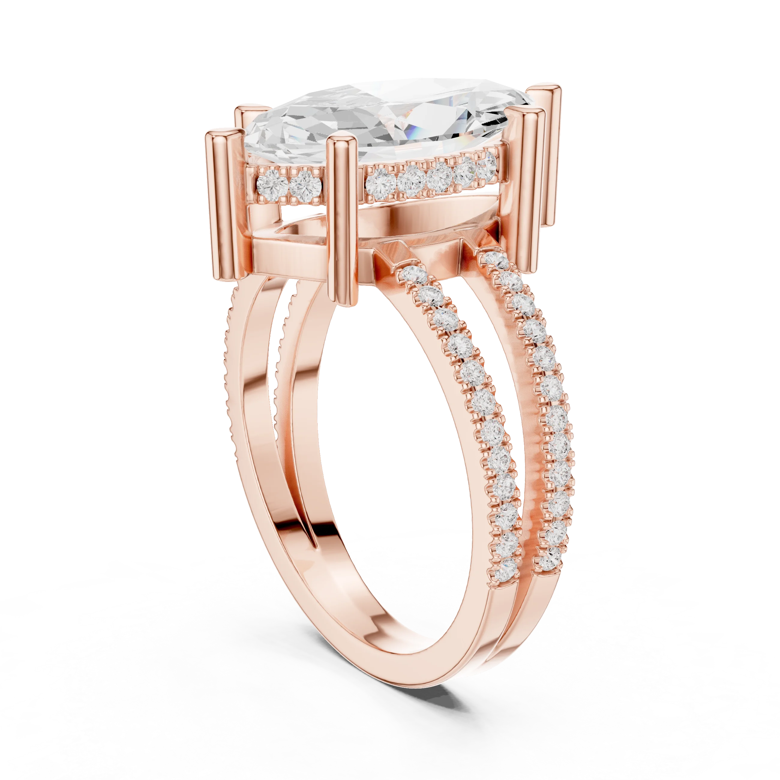 Marquise Cut Diamond Split Shank Engagement Ring