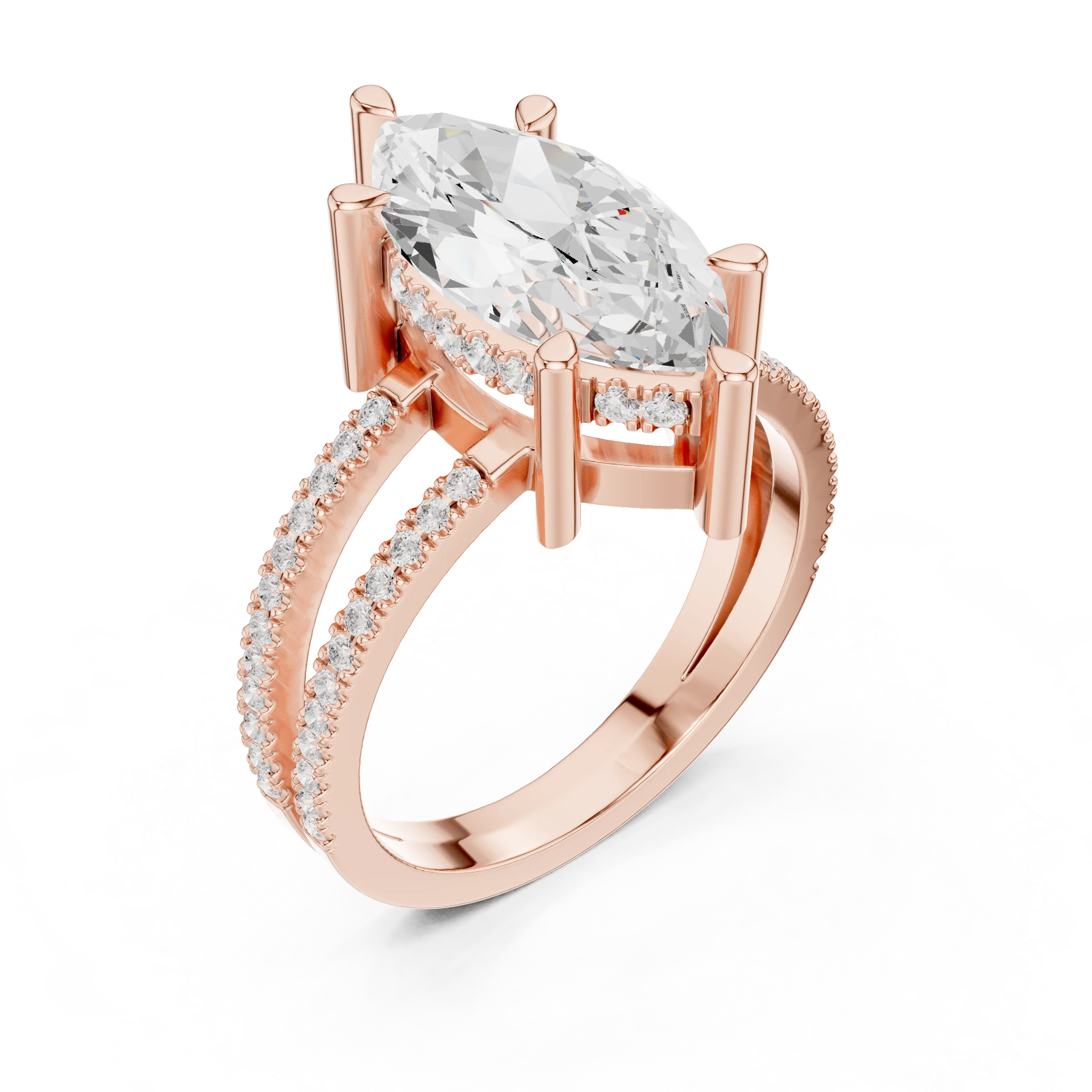 Marquise Cut Diamond Split Shank Engagement Ring