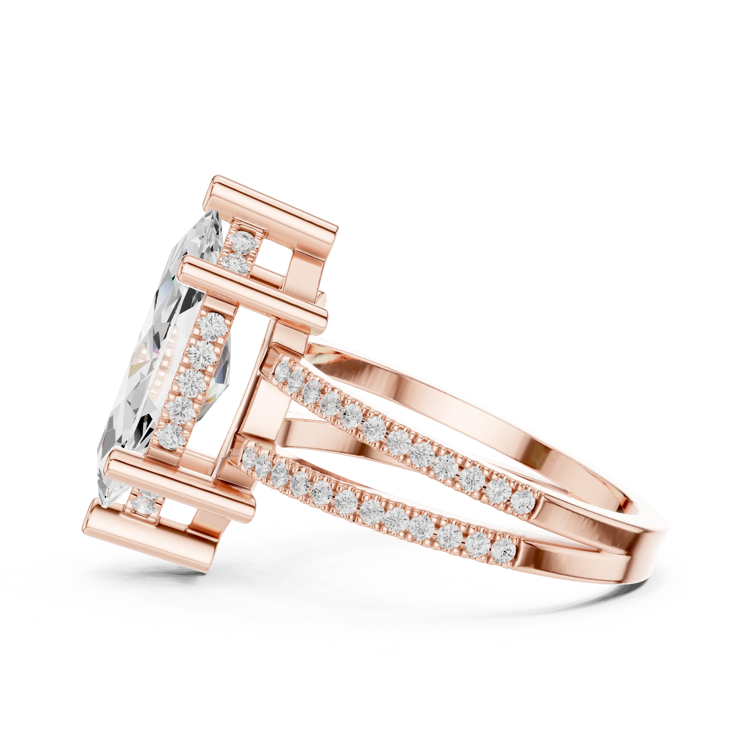 Marquise Cut Diamond Split Shank Engagement Ring