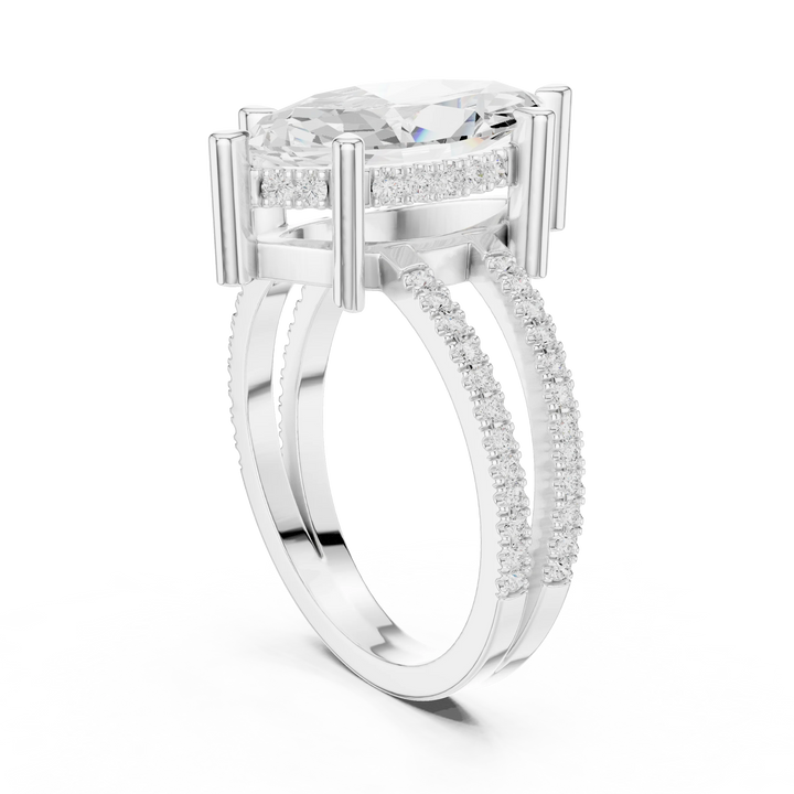 Marquise Cut Diamond Split Shank Engagement Ring