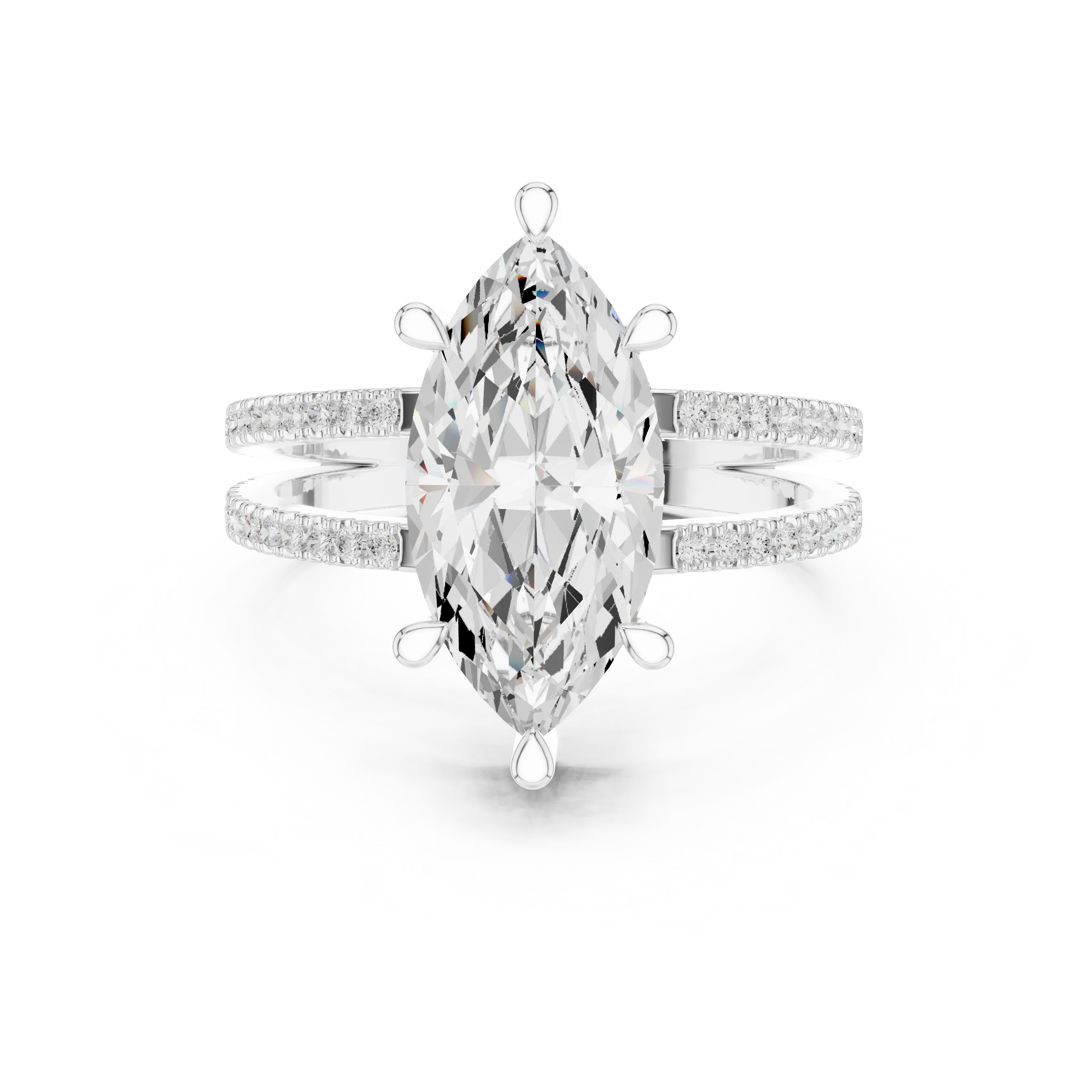 Marquise Cut Diamond Split Shank Engagement Ring
