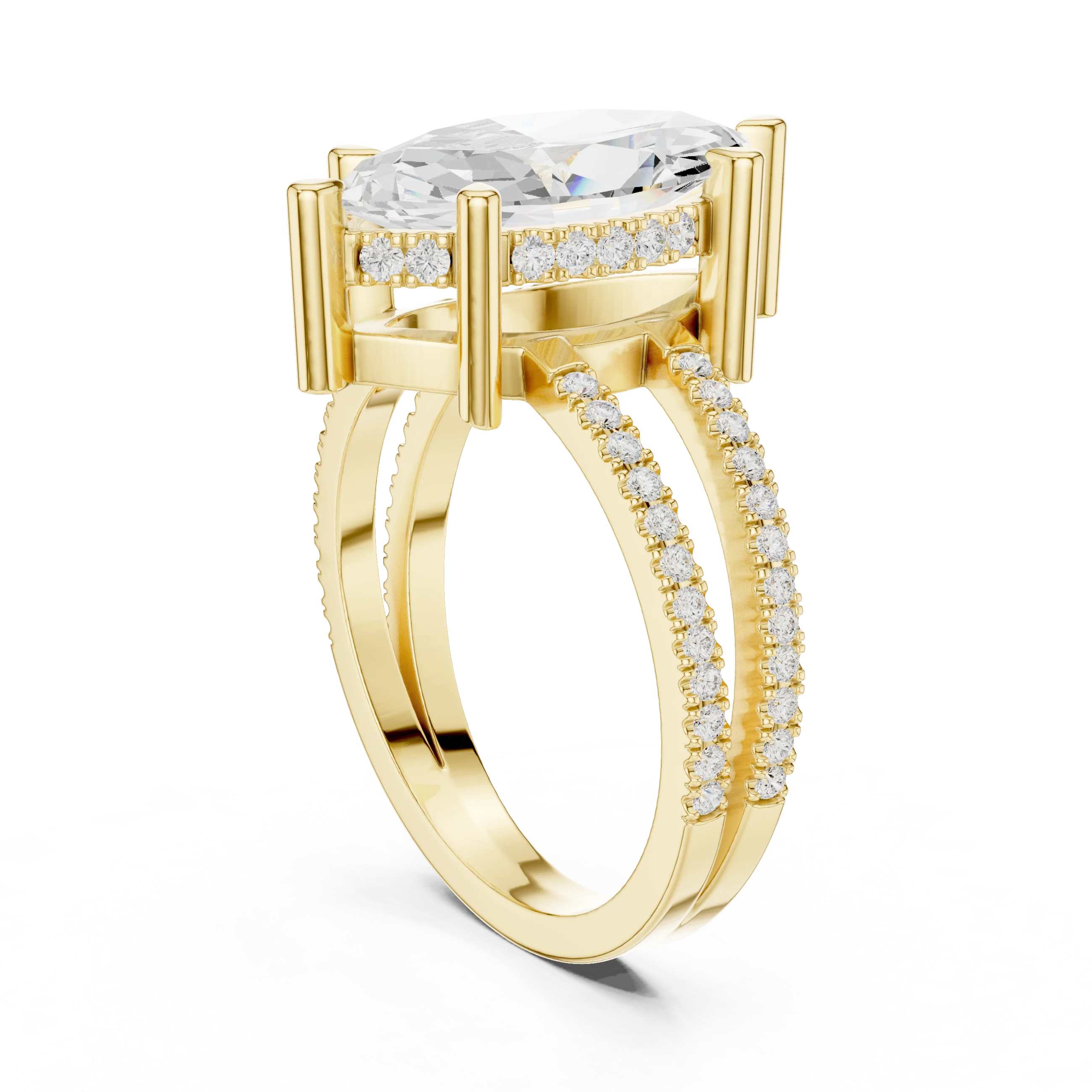 Marquise Cut Diamond Split Shank Engagement Ring