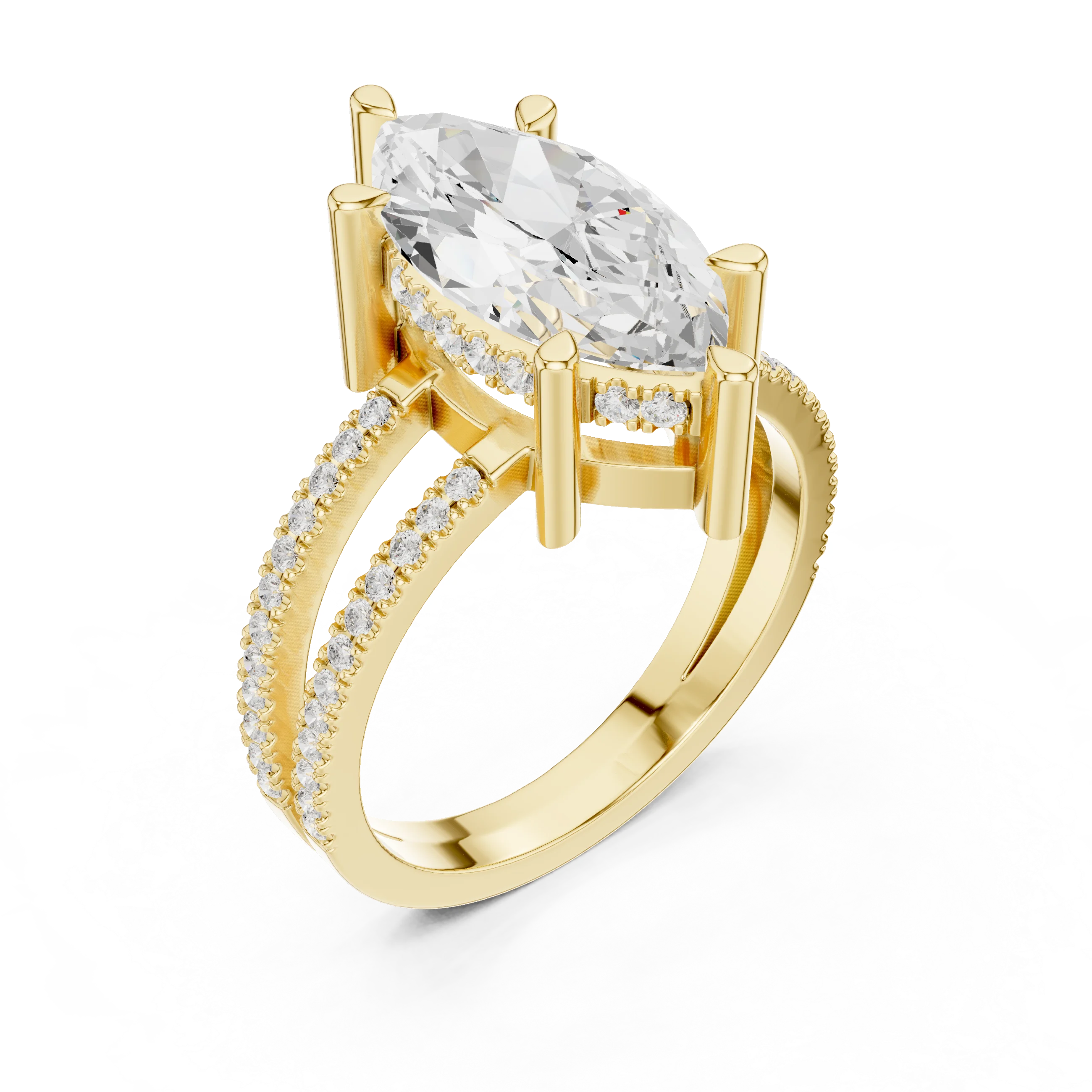 Marquise Cut Diamond Split Shank Engagement Ring