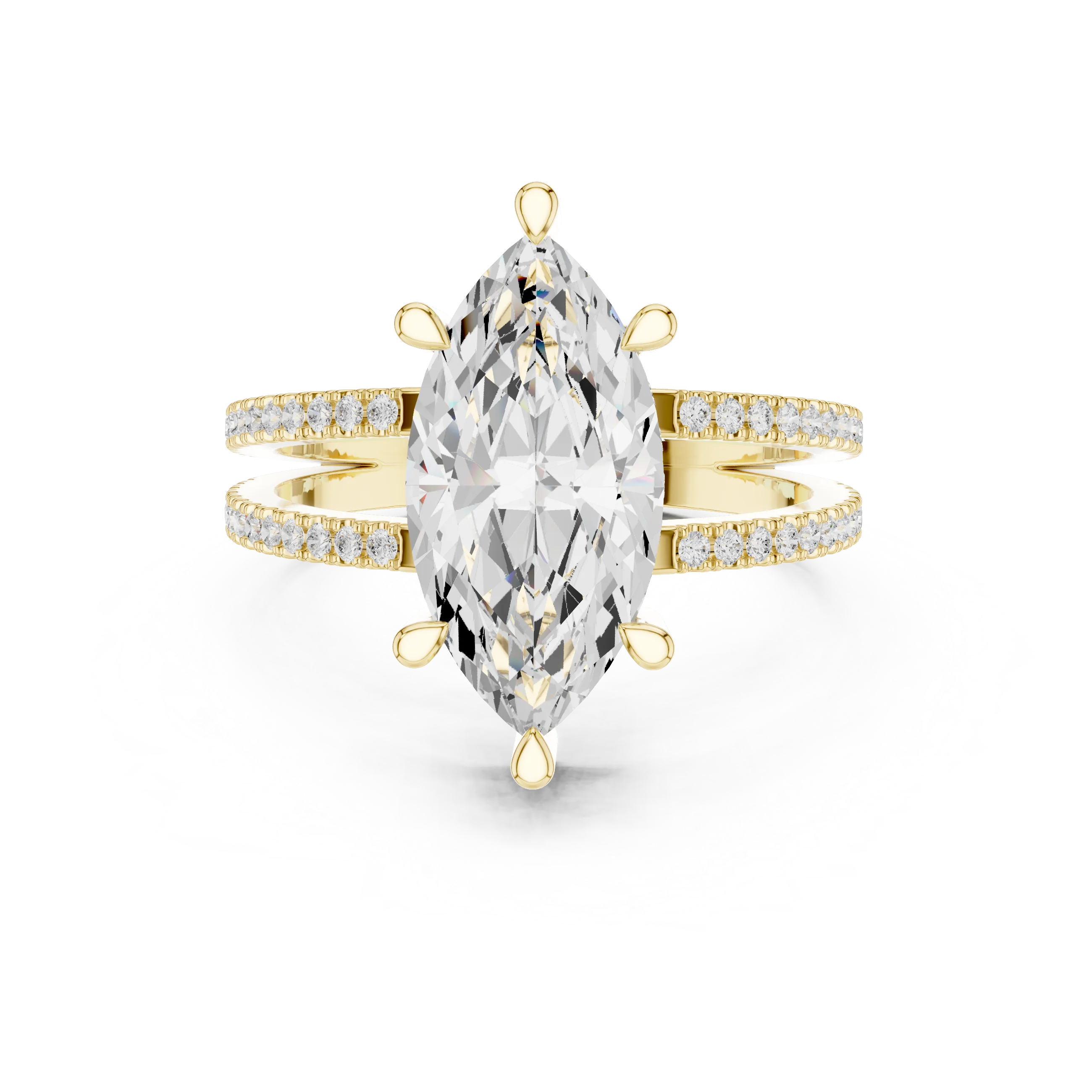 Marquise Cut Diamond Split Shank Engagement Ring