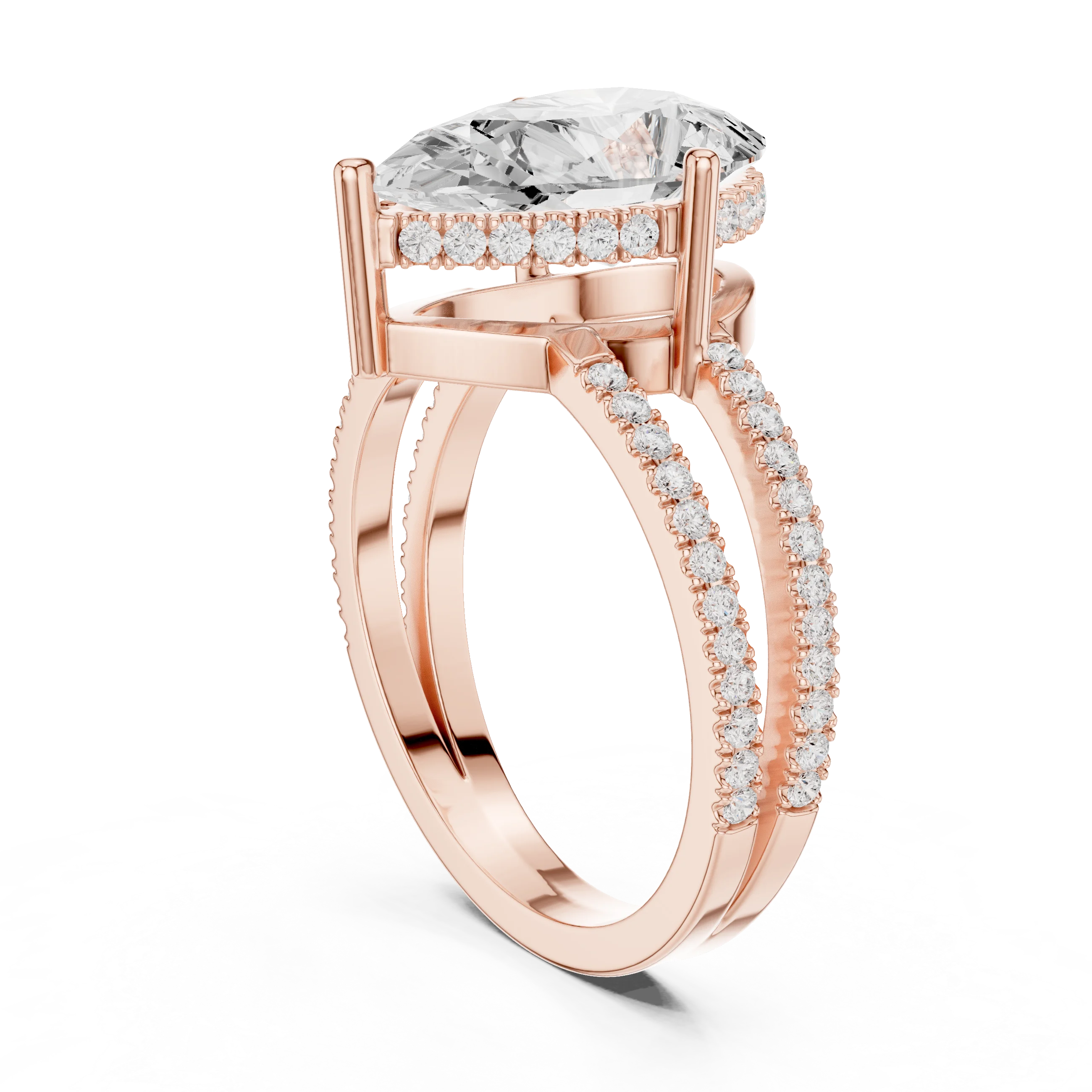 Pear Cut Diamond Split Shank Engagement Ring