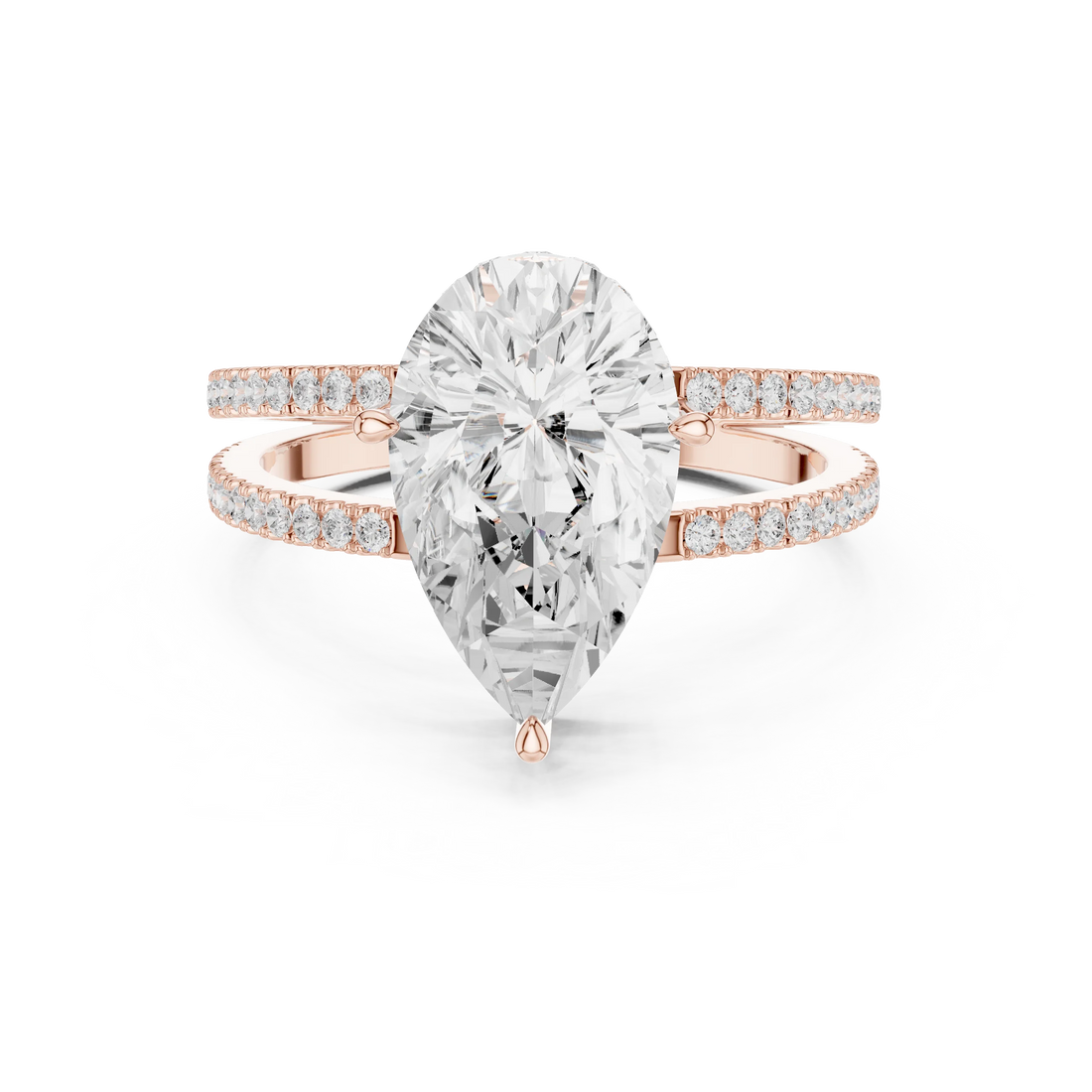 Pear Cut Diamond Split Shank Engagement Ring