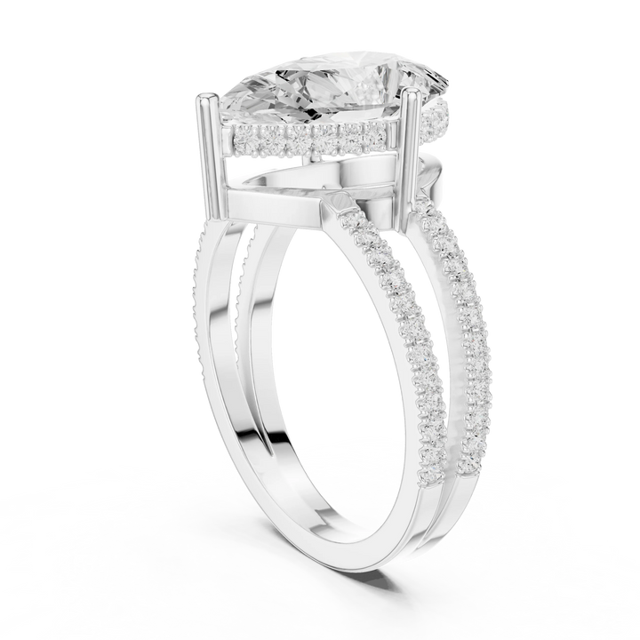 Pear Cut Diamond Split Shank Engagement Ring