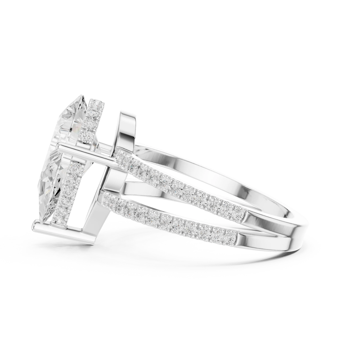 Pear Cut Diamond Split Shank Engagement Ring