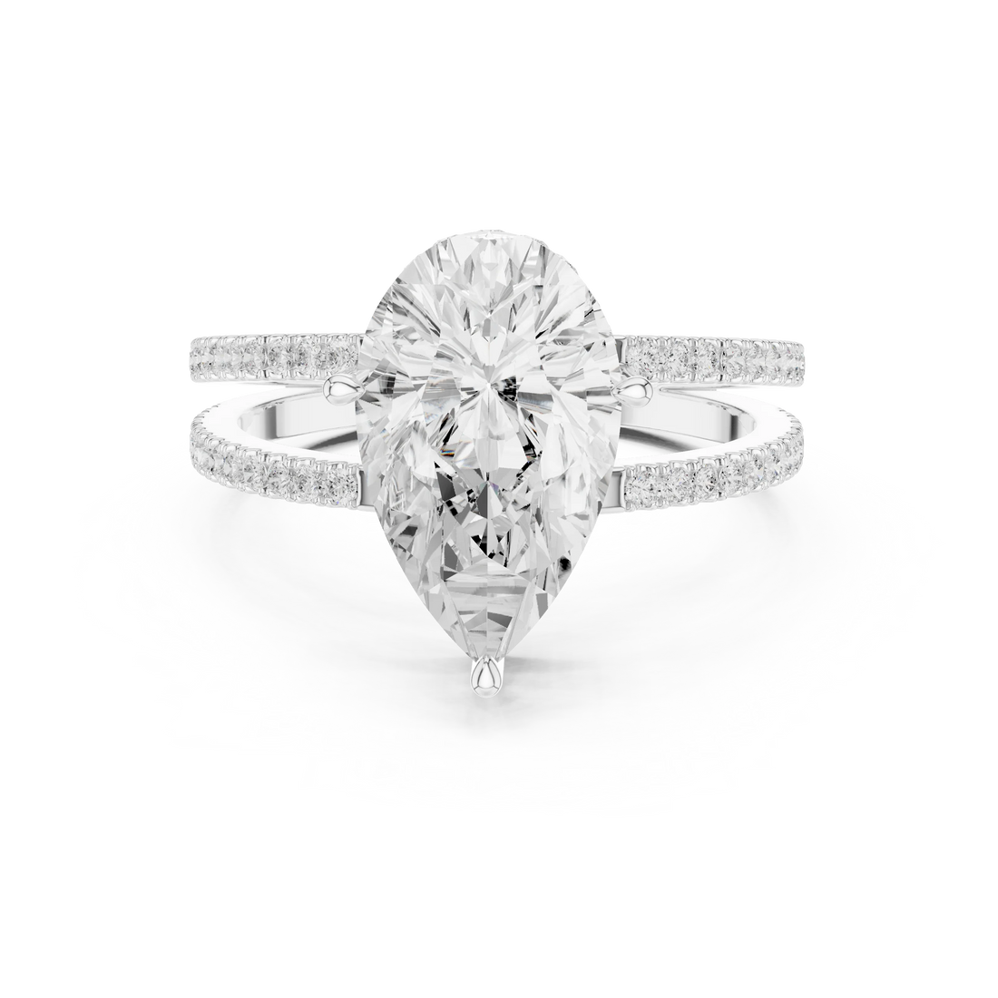 Pear Cut Diamond Split Shank Engagement Ring
