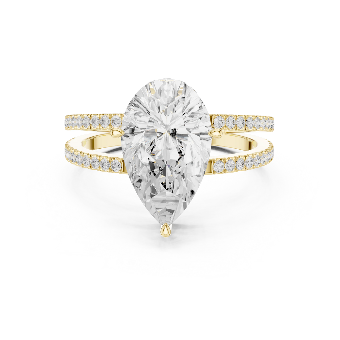 Pear Cut Diamond Split Shank Engagement Ring