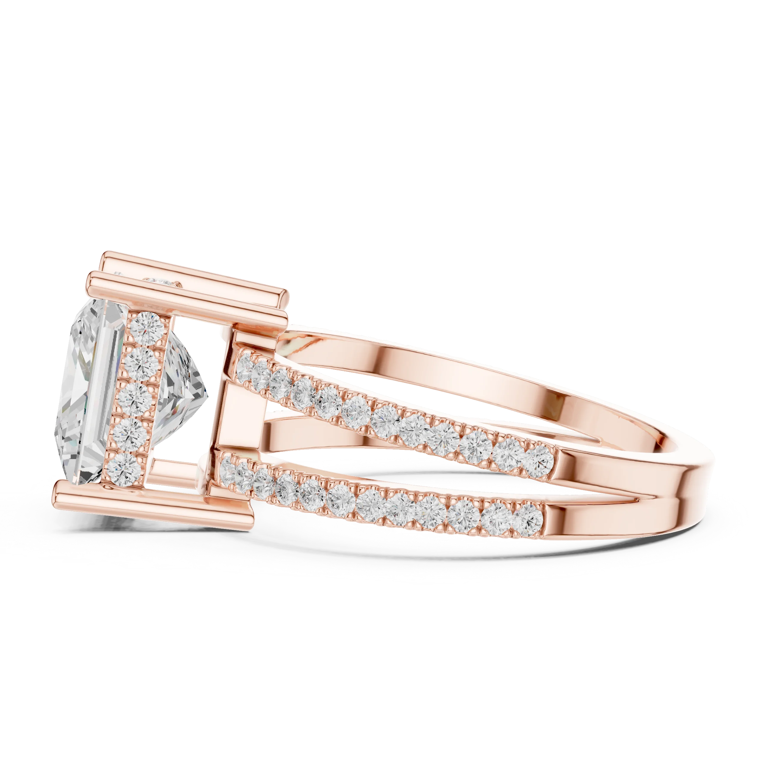 Princess Cut Diamond Split Shank Engagement Ring