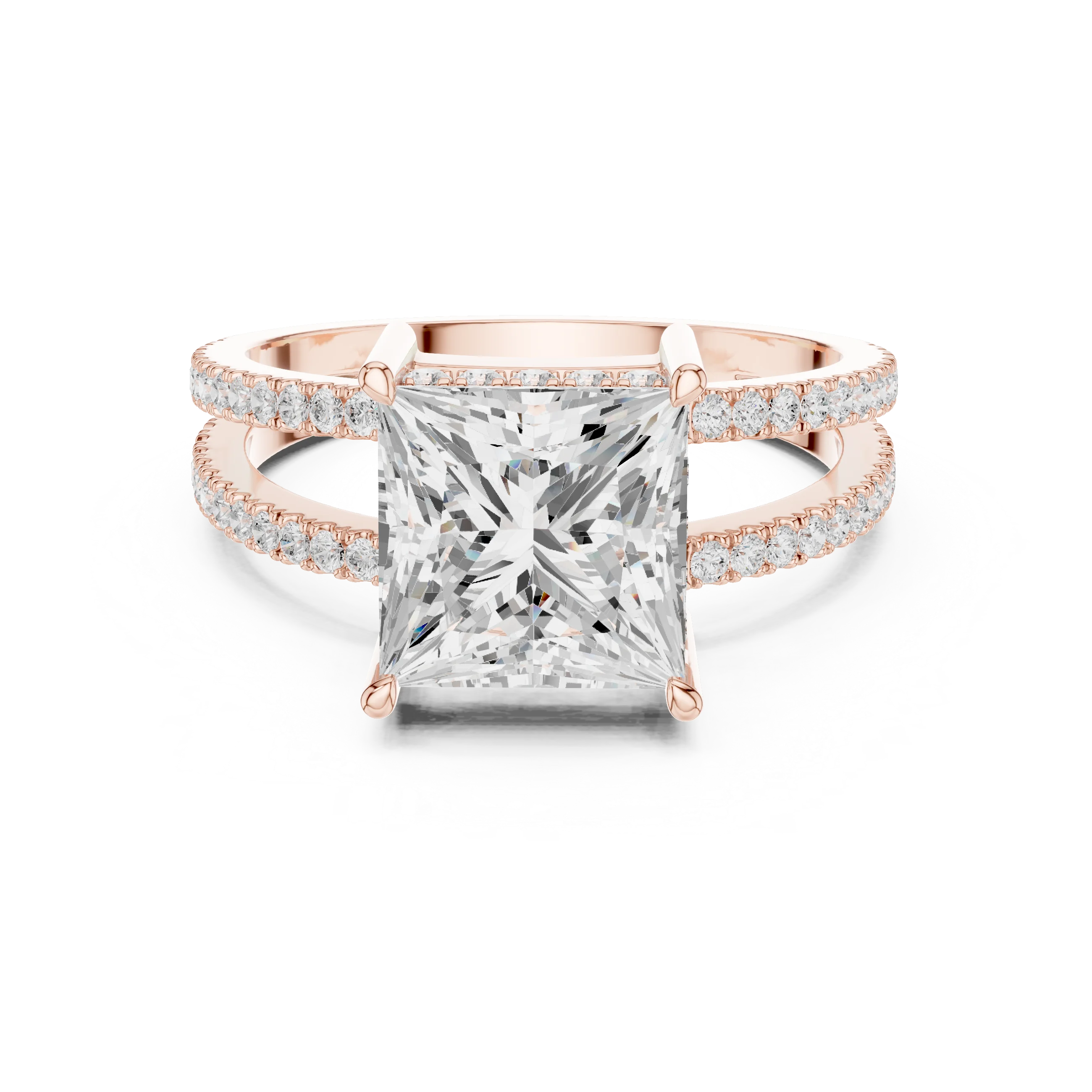 Princess Cut Diamond Split Shank Engagement Ring