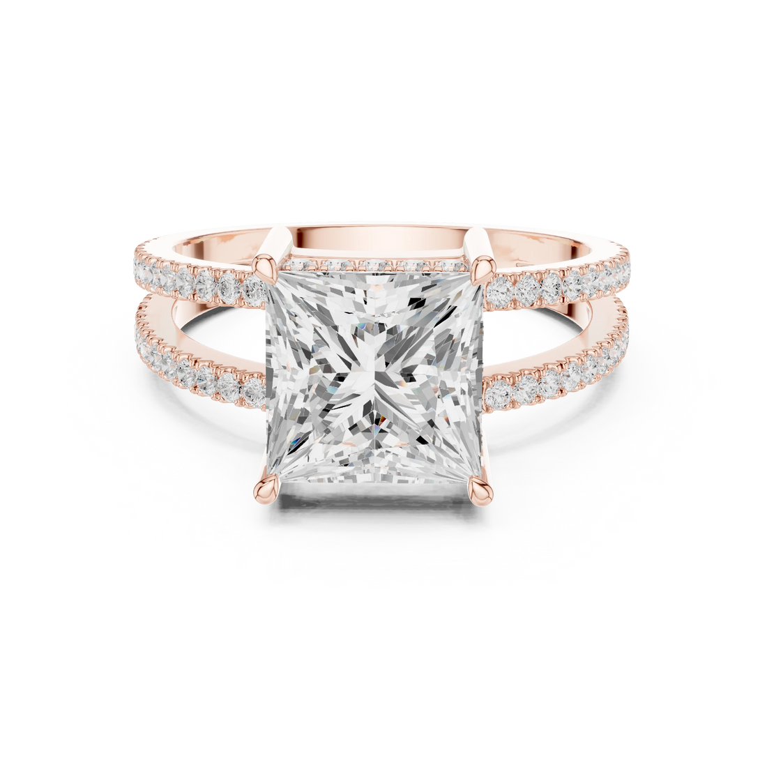 Princess Cut Diamond Split Shank Engagement Ring