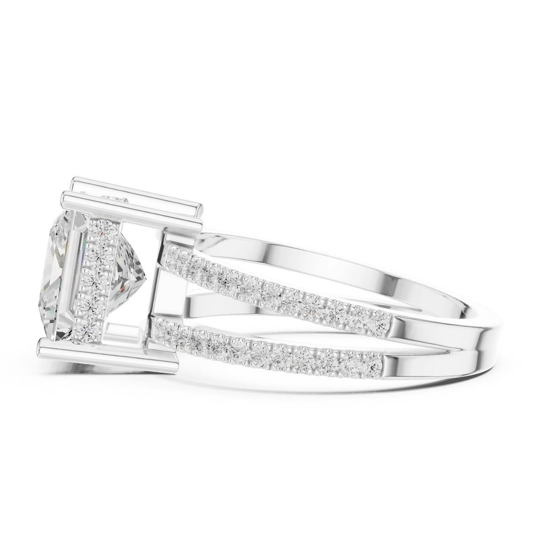 Princess Cut Diamond Split Shank Engagement Ring