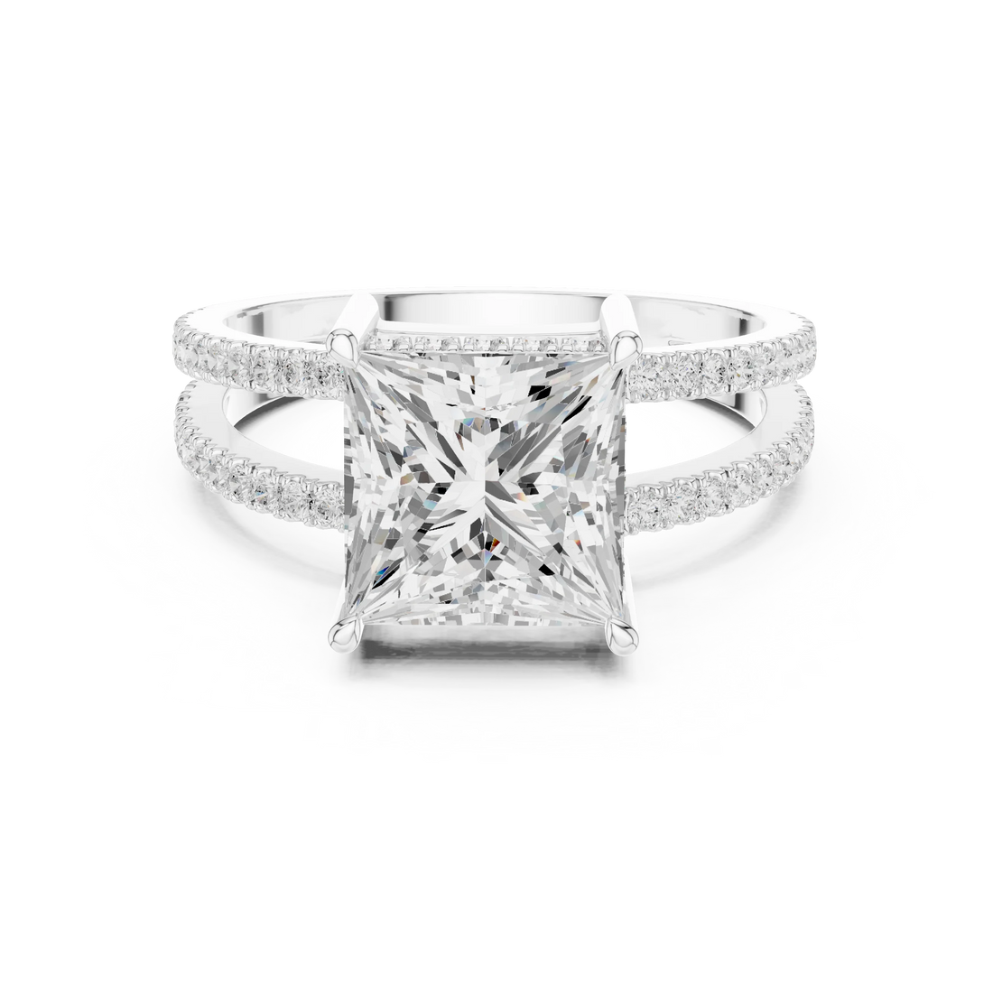 Princess Cut Diamond Split Shank Engagement Ring