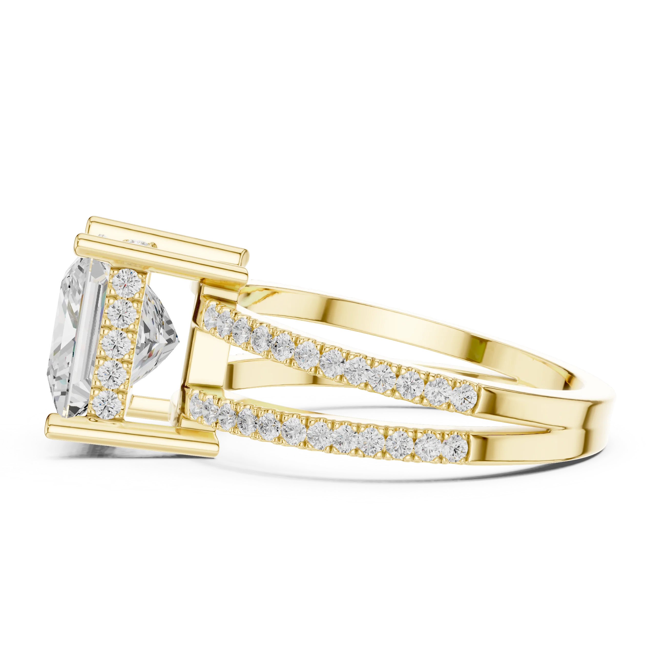 Princess Cut Diamond Split Shank Engagement Ring