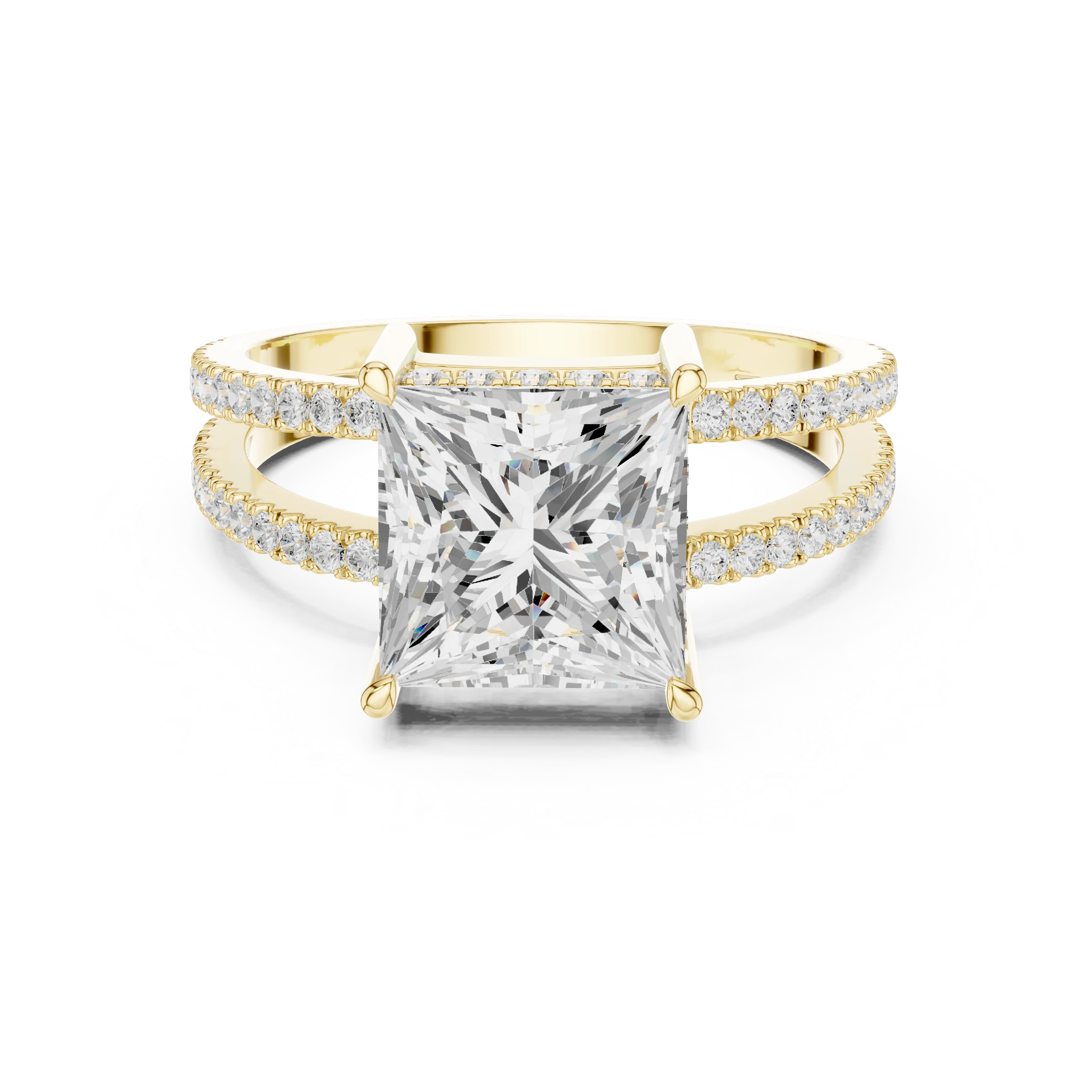 Princess Cut Diamond Split Shank Engagement Ring