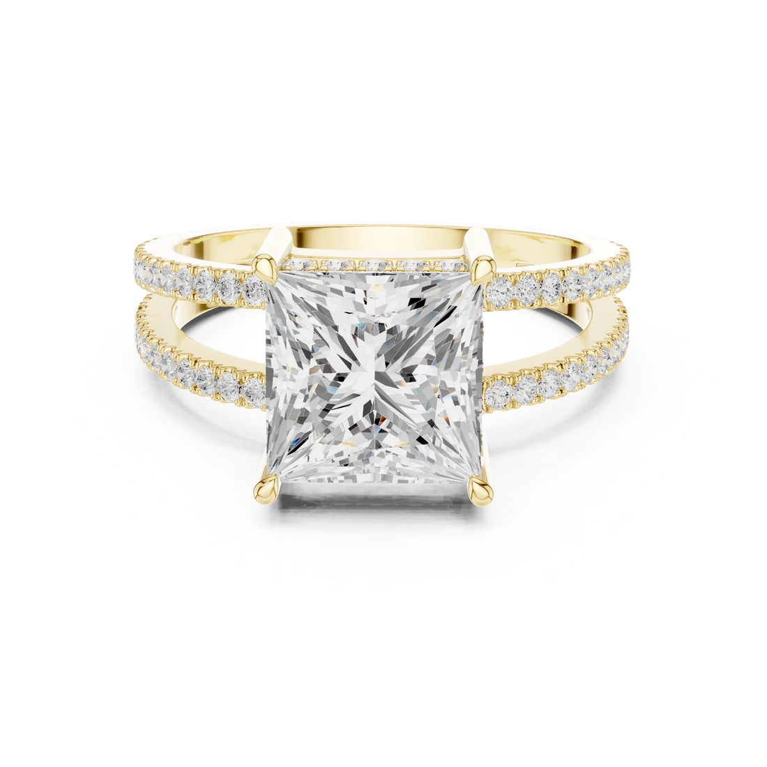 Princess Cut Diamond Split Shank Engagement Ring
