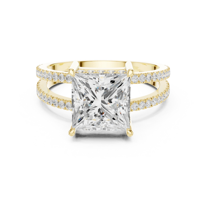 Princess Cut Diamond Split Shank Engagement Ring