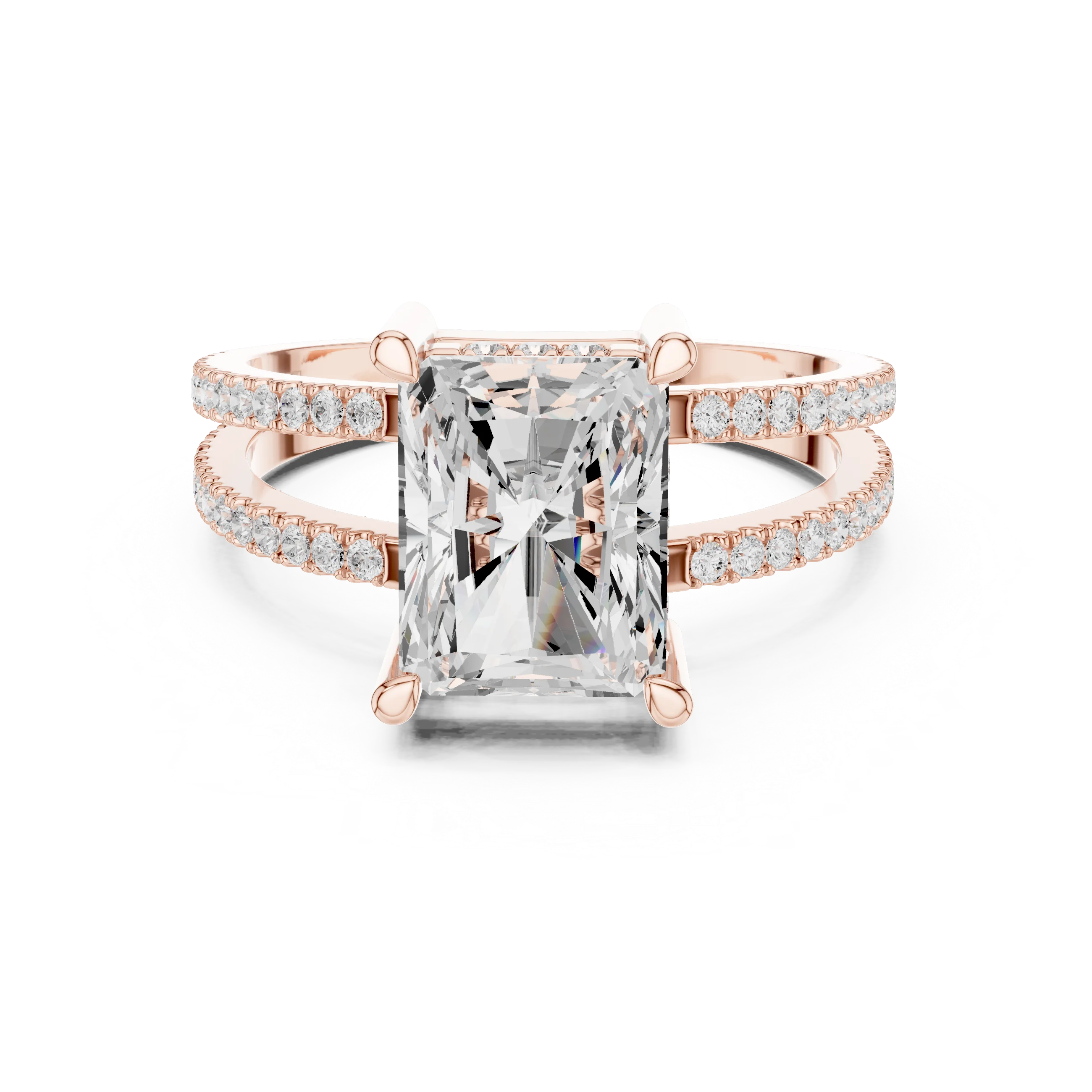Radiant Cut Diamond Split Shank Engagement Ring