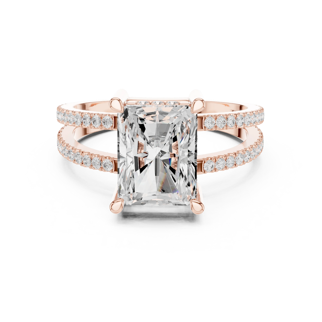 Radiant Cut Diamond Split Shank Engagement Ring