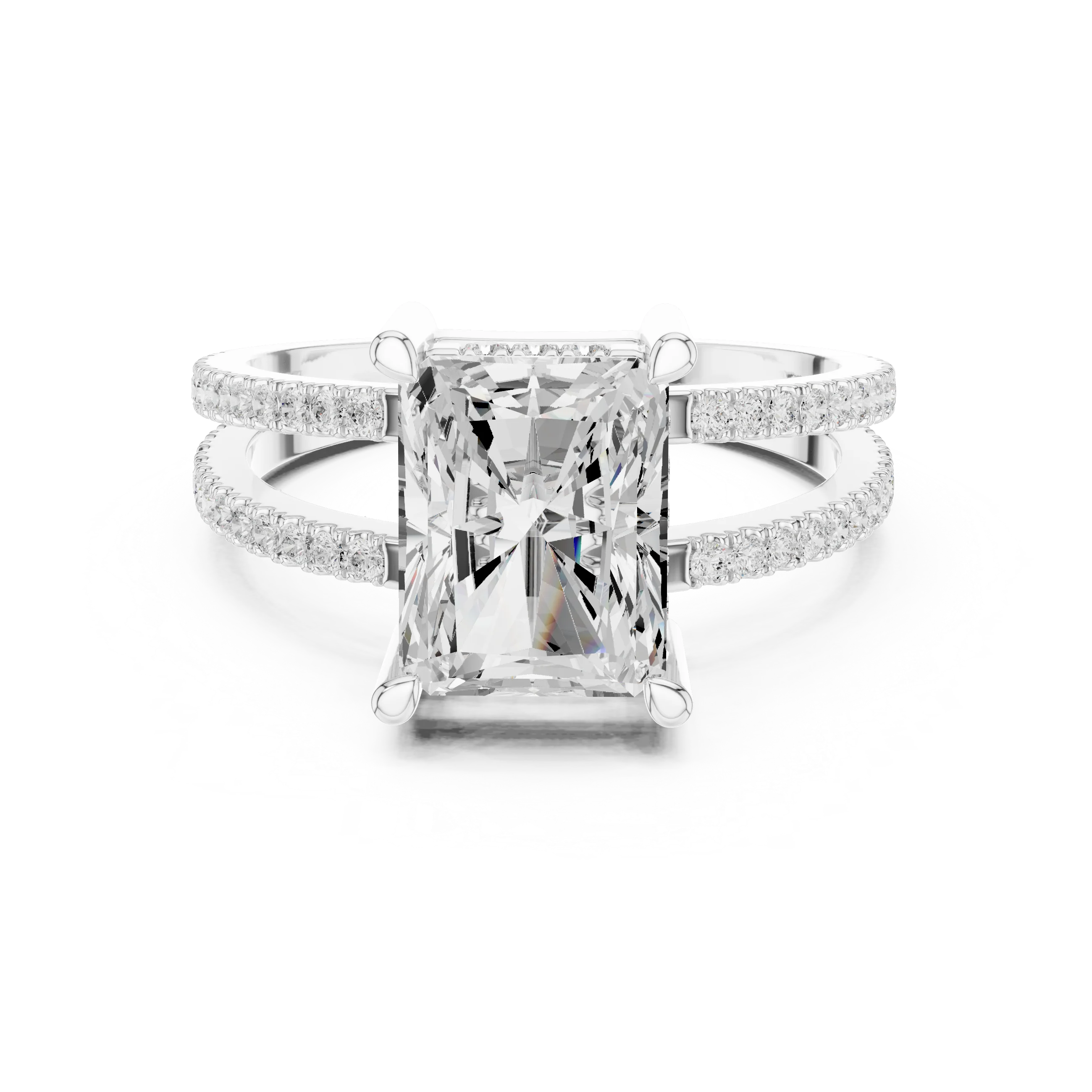 Radiant Cut Diamond Split Shank Engagement Ring