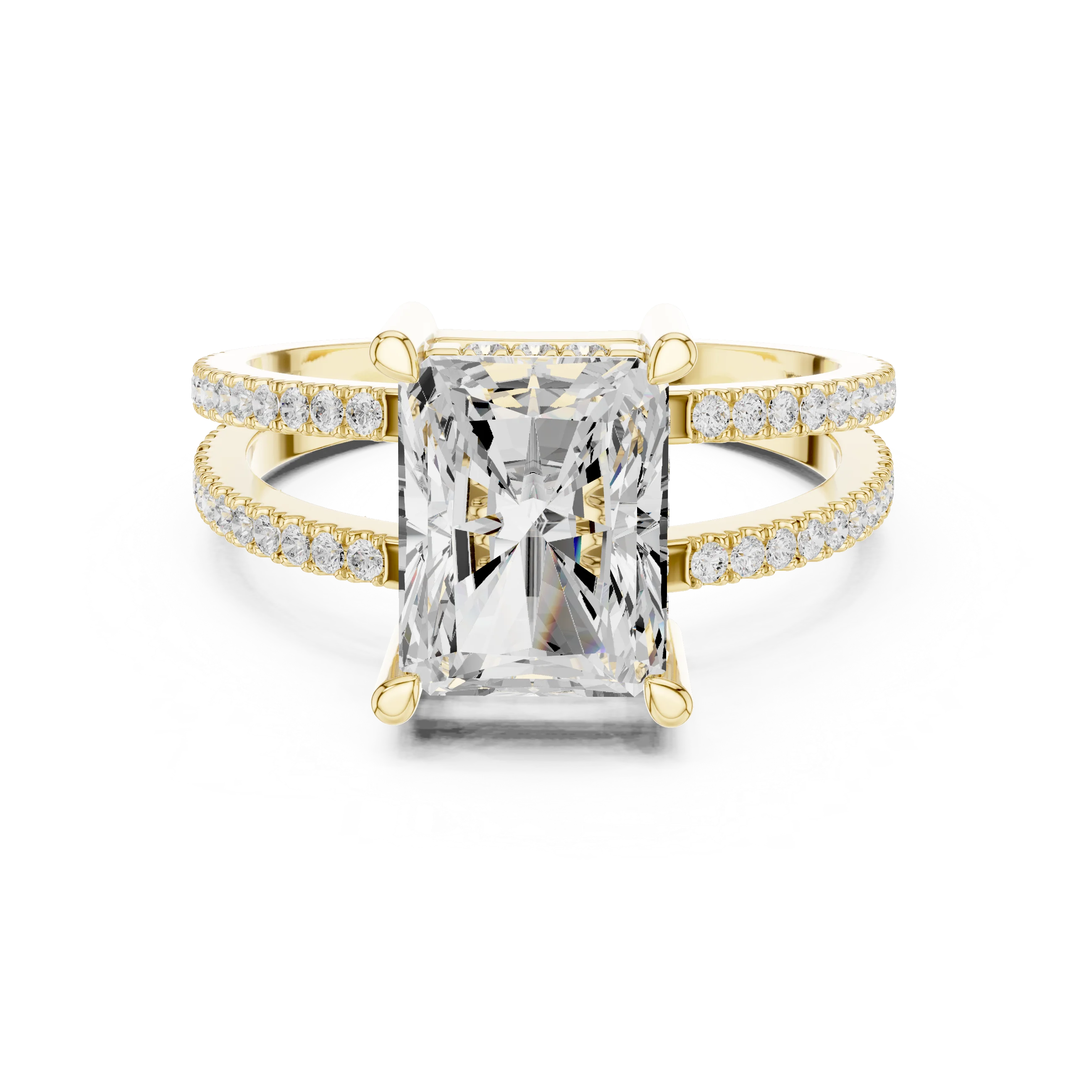 Radiant Cut Diamond Split Shank Engagement Ring