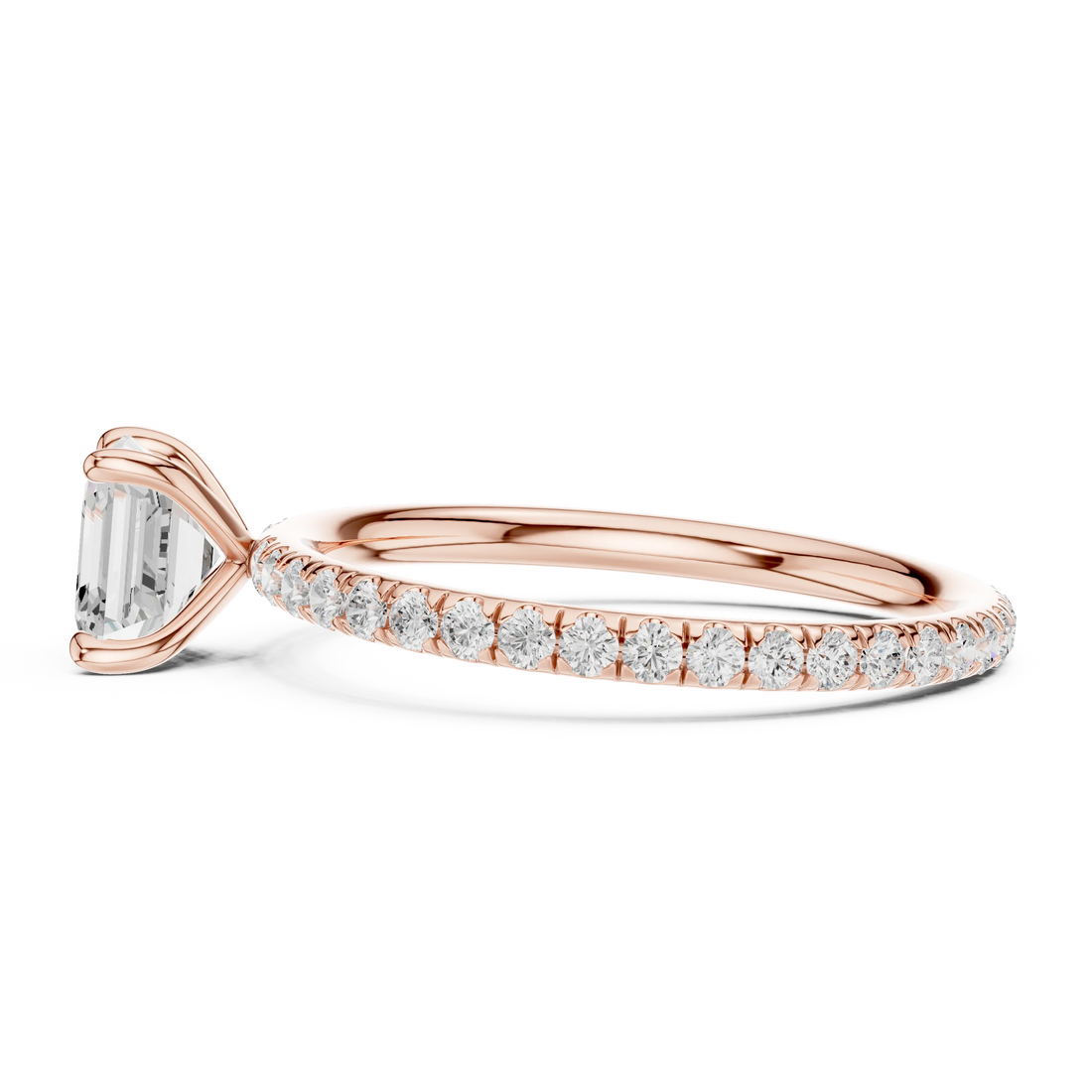 Asscher Cut Diamond Pave Engagement Ring