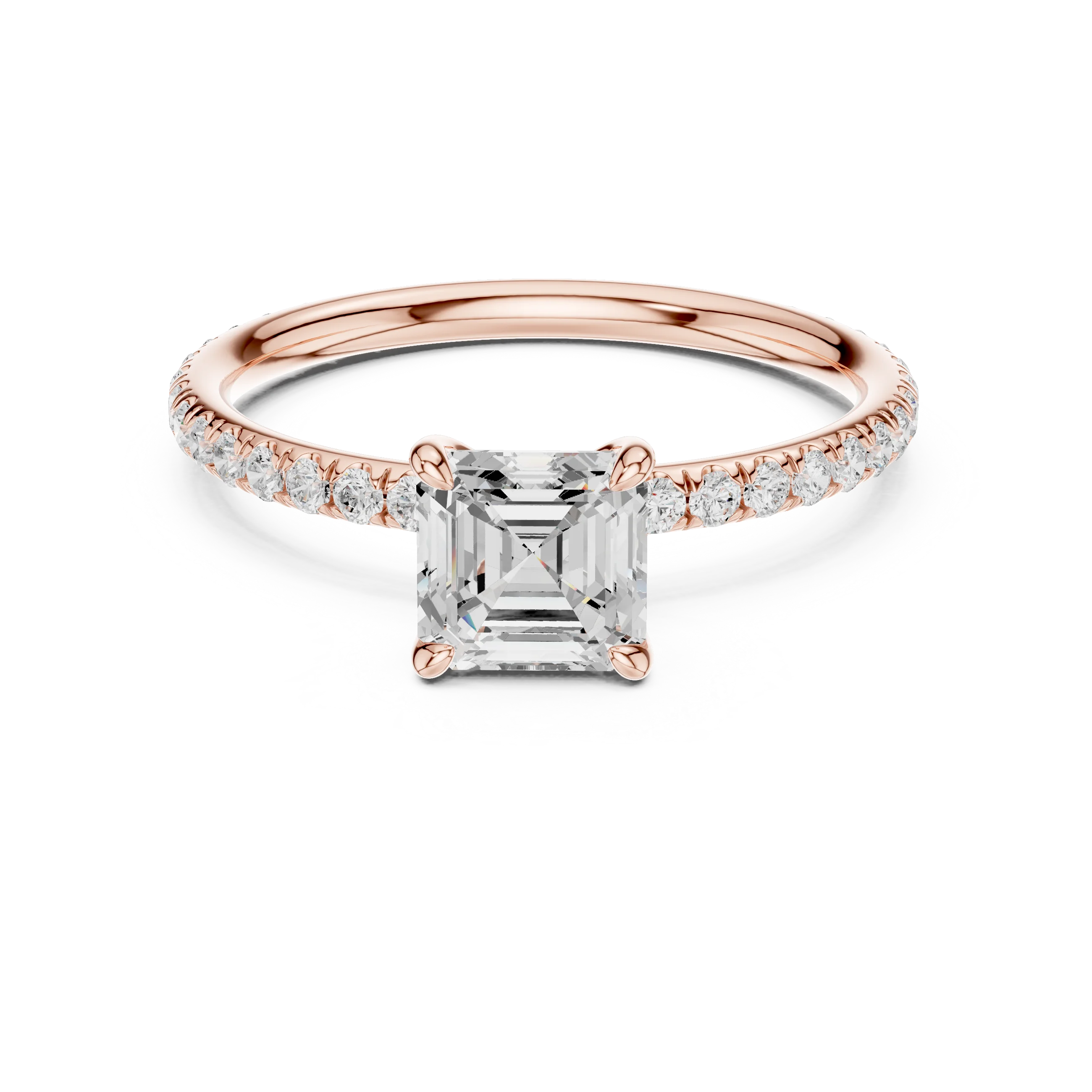 Asscher Cut Diamond Pave Engagement Ring