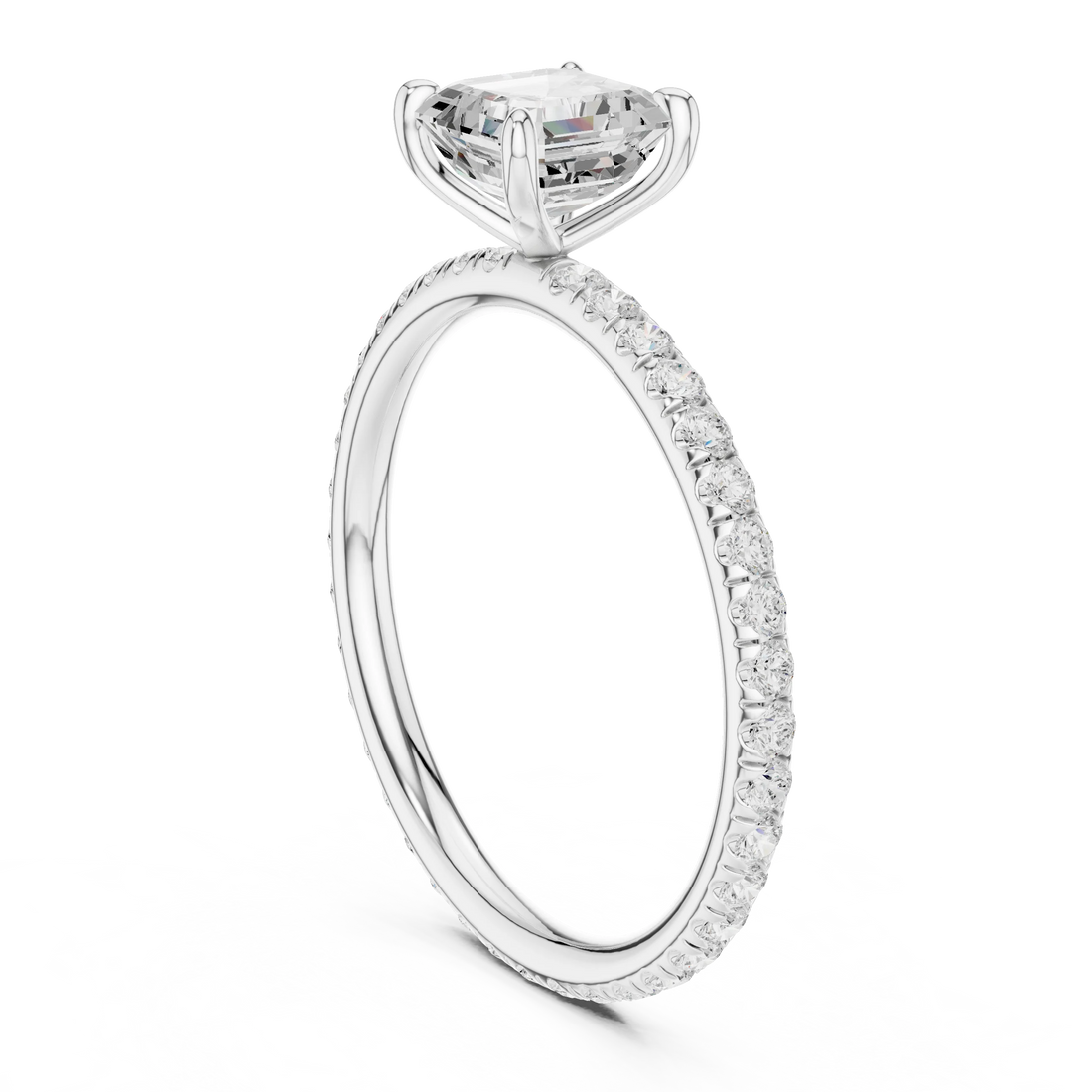 Asscher Cut Diamond Pave Engagement Ring