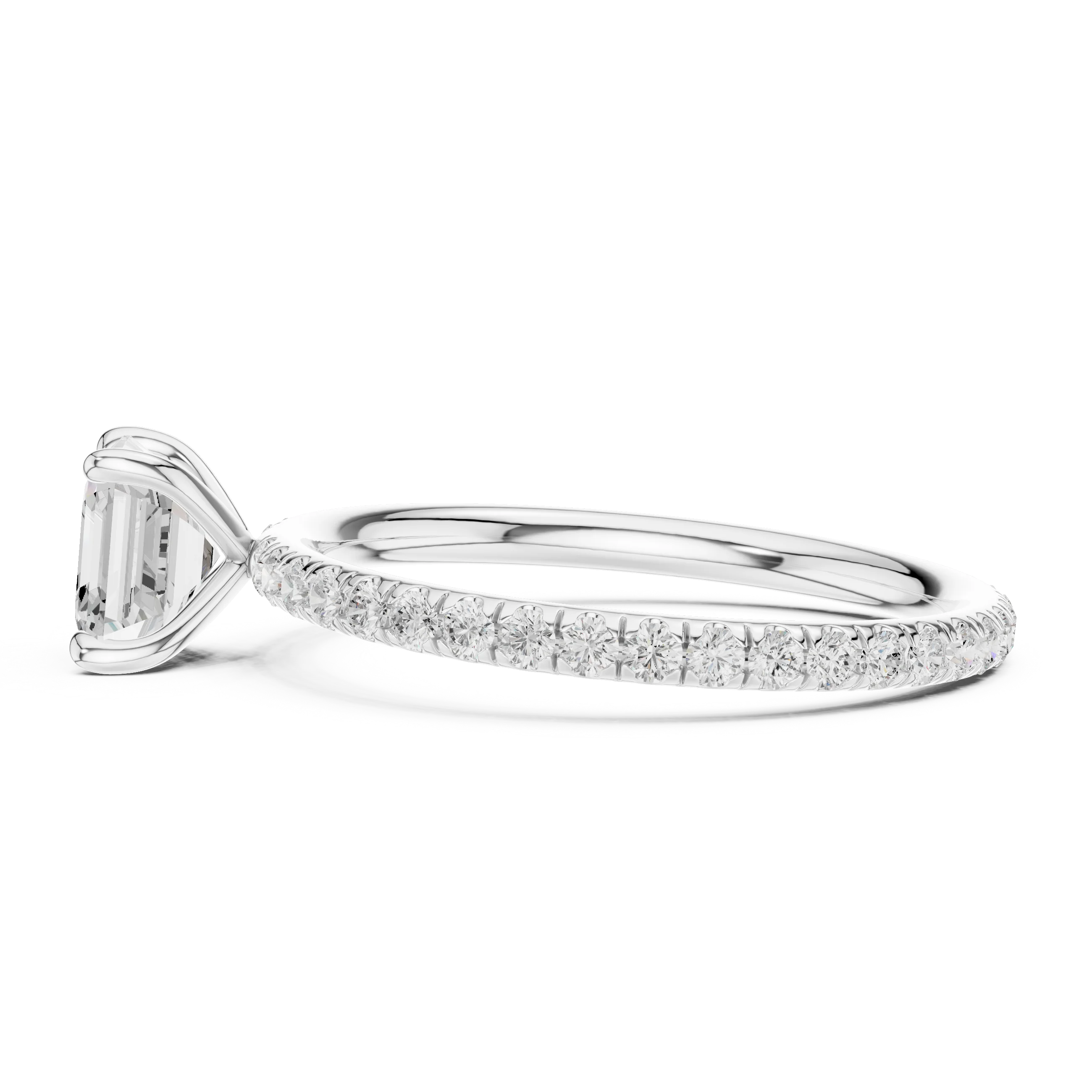 Asscher Cut Diamond Pave Engagement Ring