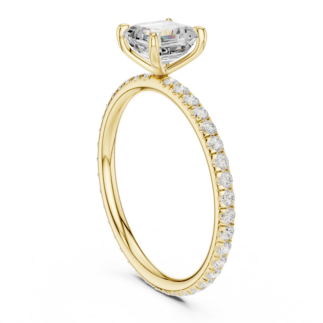 Asscher Cut Diamond Pave Engagement Ring
