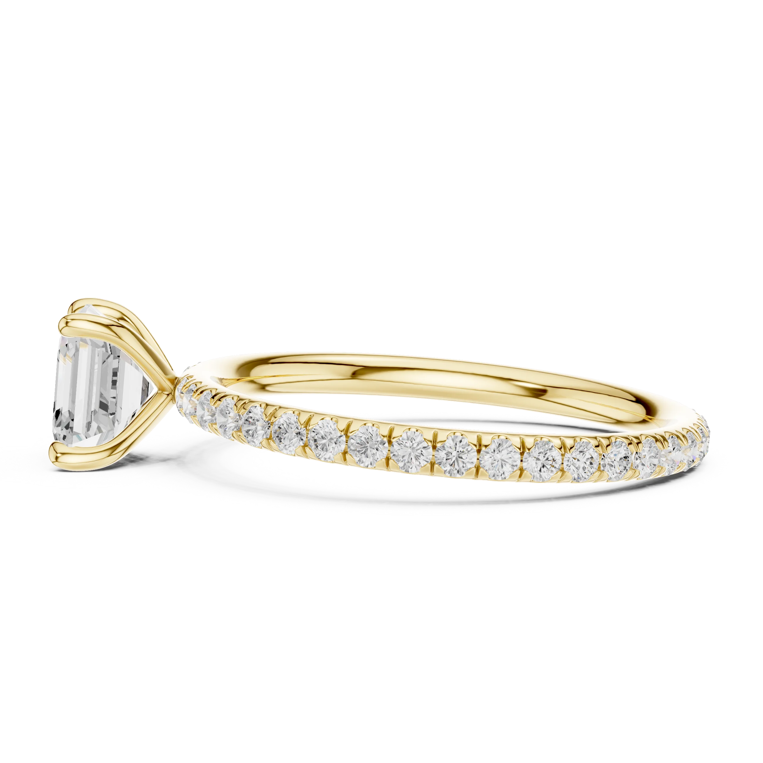 Asscher Cut Diamond Pave Engagement Ring