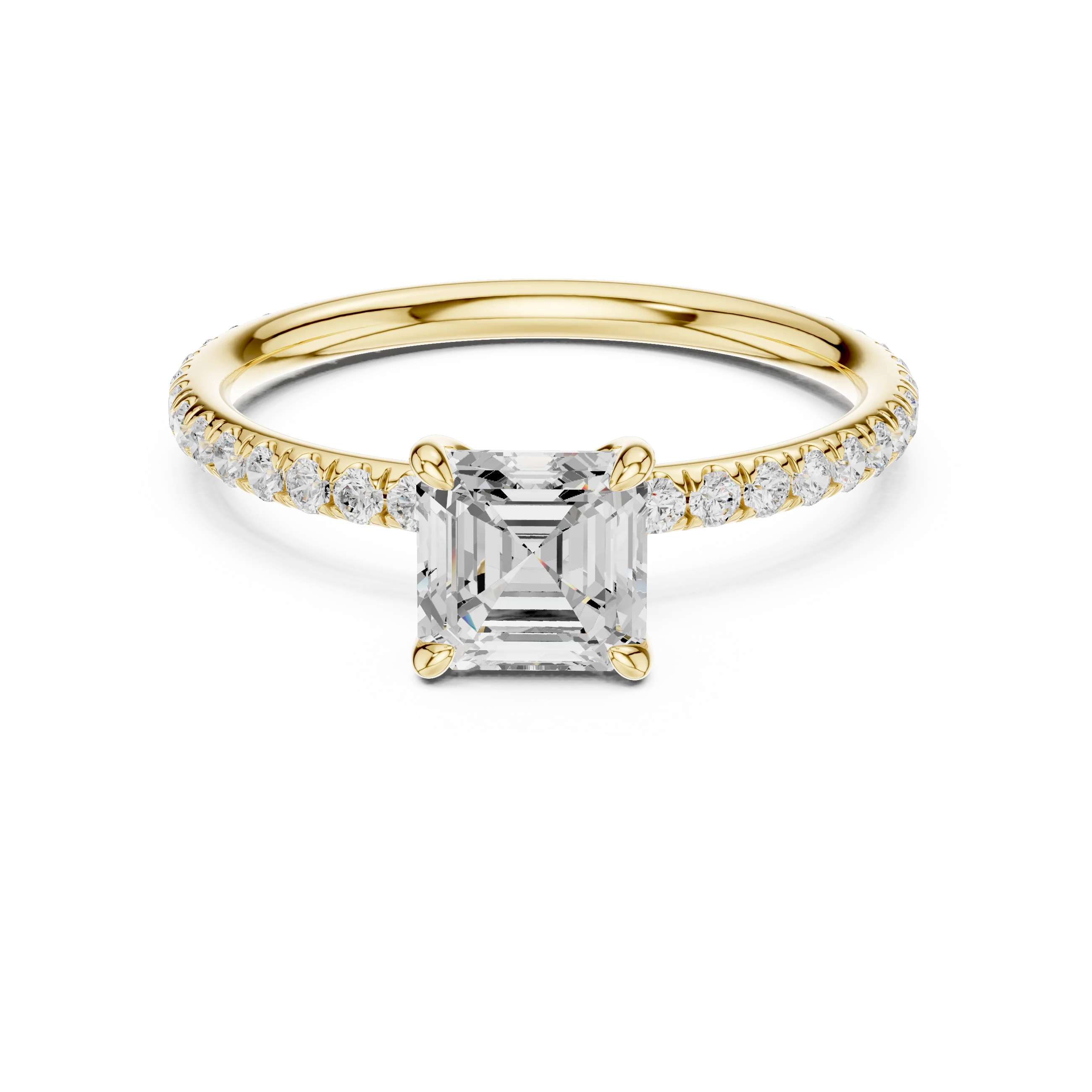 Asscher Cut Diamond Pave Engagement Ring