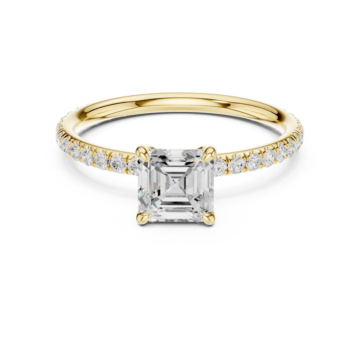 Asscher Cut Diamond Pave Engagement Ring