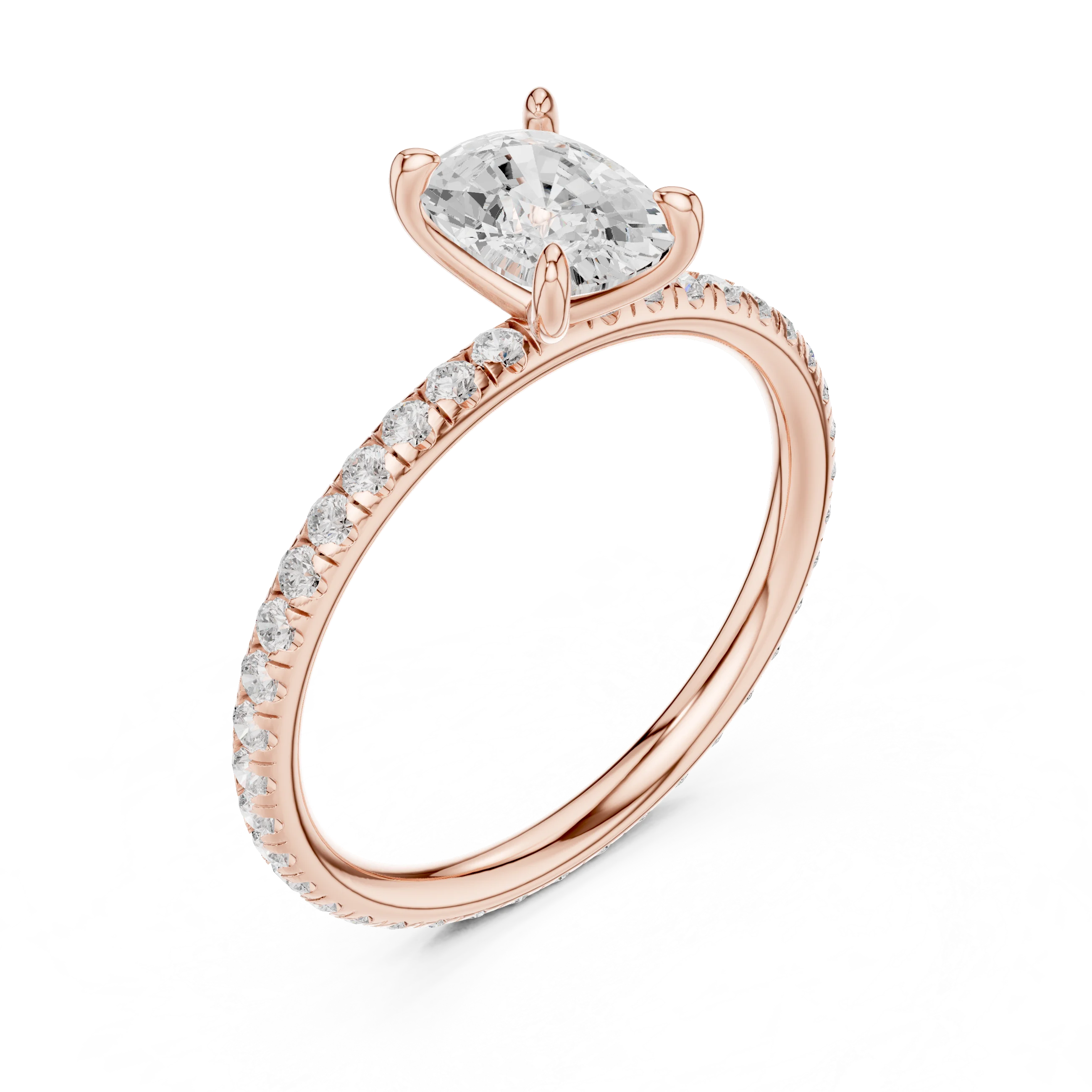 Cushion Cut Diamond Pave Engagement Ring