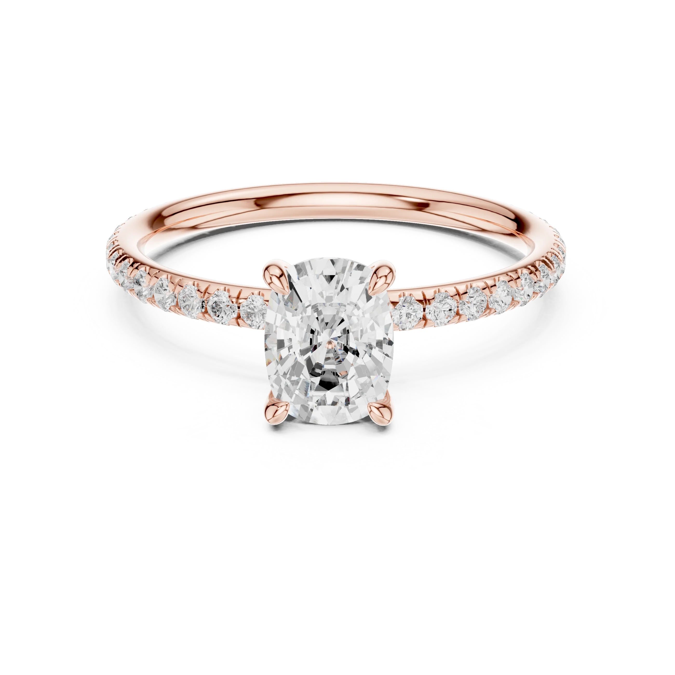Cushion Cut Diamond Pave Engagement Ring