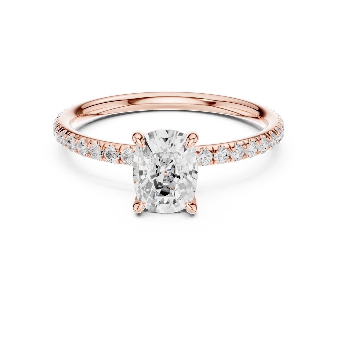 Cushion Cut Diamond Pave Engagement Ring